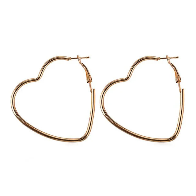 Heart Shaped Hoop Earrings (Silver or Gold)