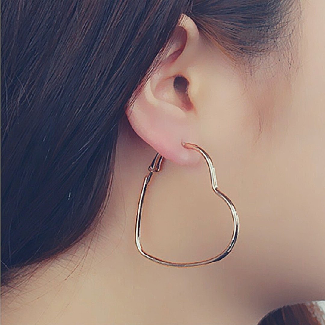 Heart Shaped Hoop Earrings (Silver or Gold)