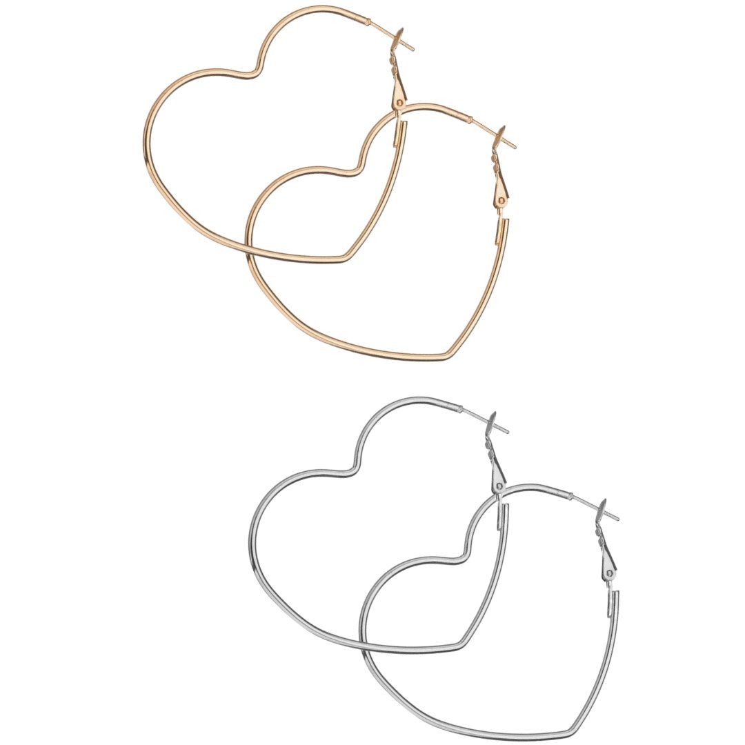 Heart Shaped Hoop Earrings (Silver or Gold)