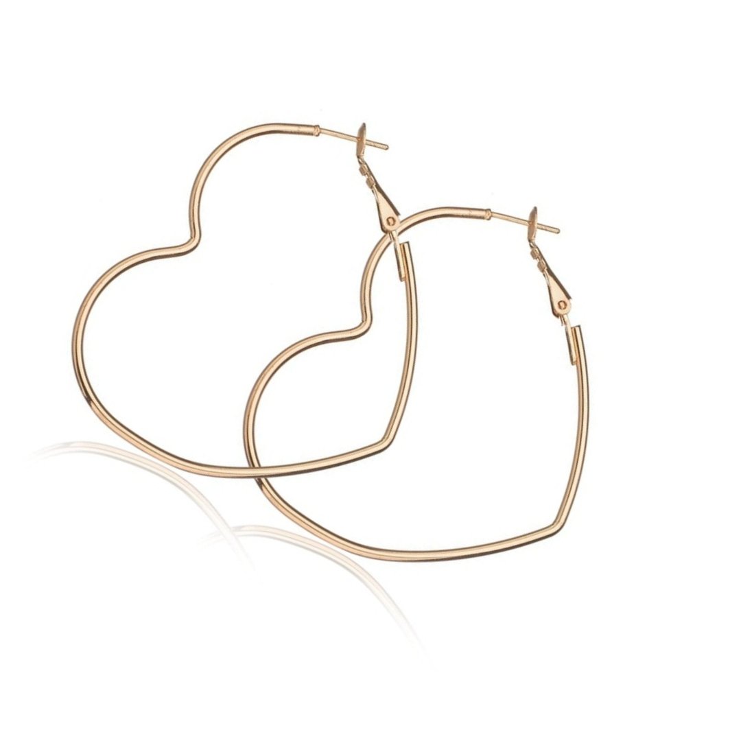 Heart Shaped Hoop Earrings (Silver or Gold)