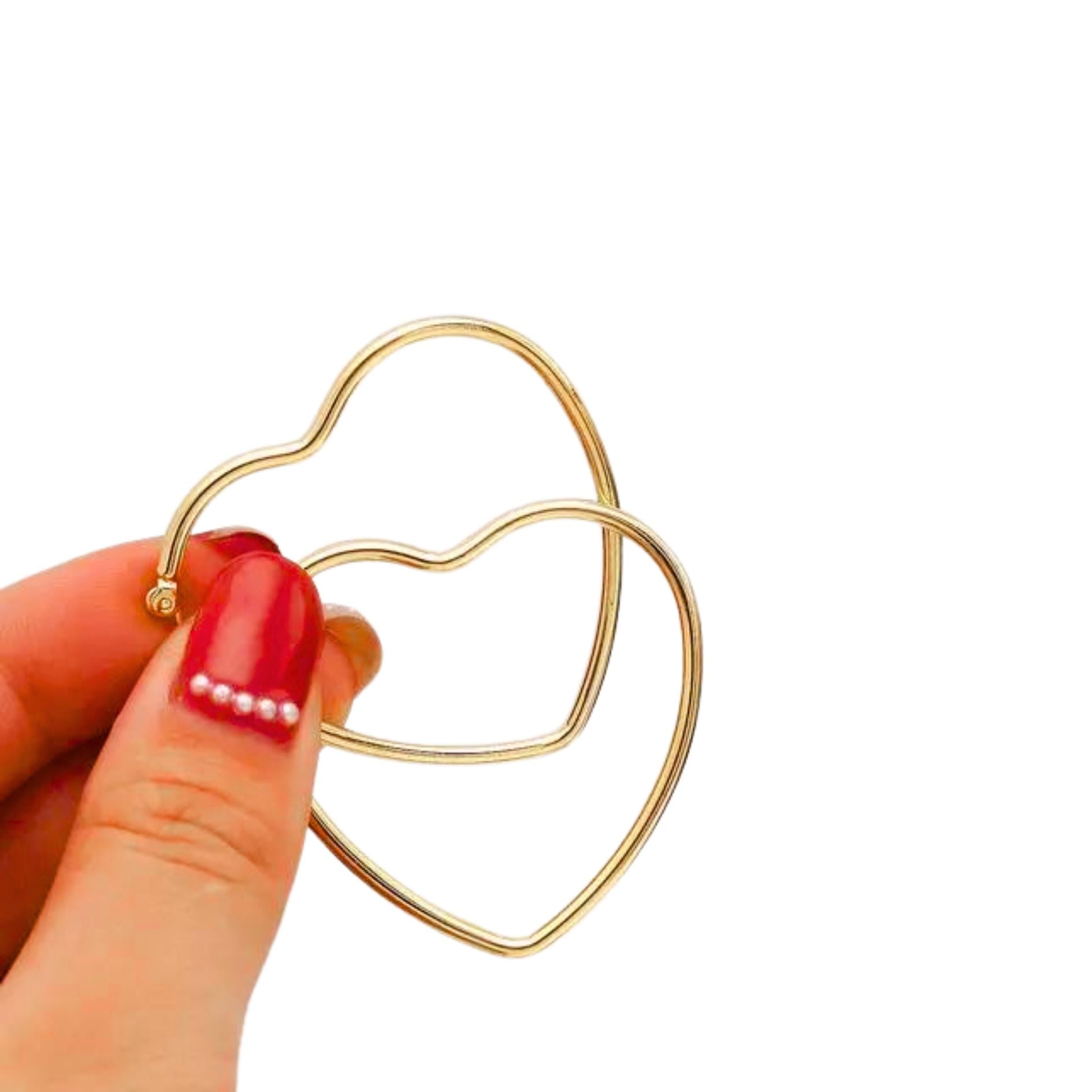 Heart Shaped Hoop Earrings (Silver or Gold)