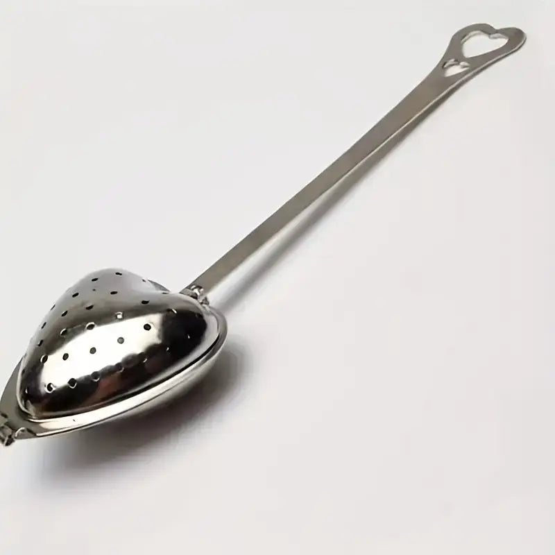 Heart-Shaped Stainless Steel Tea Strainer, Chai Infuser | Tea Drain Steeper | 1.57" x 5.5"