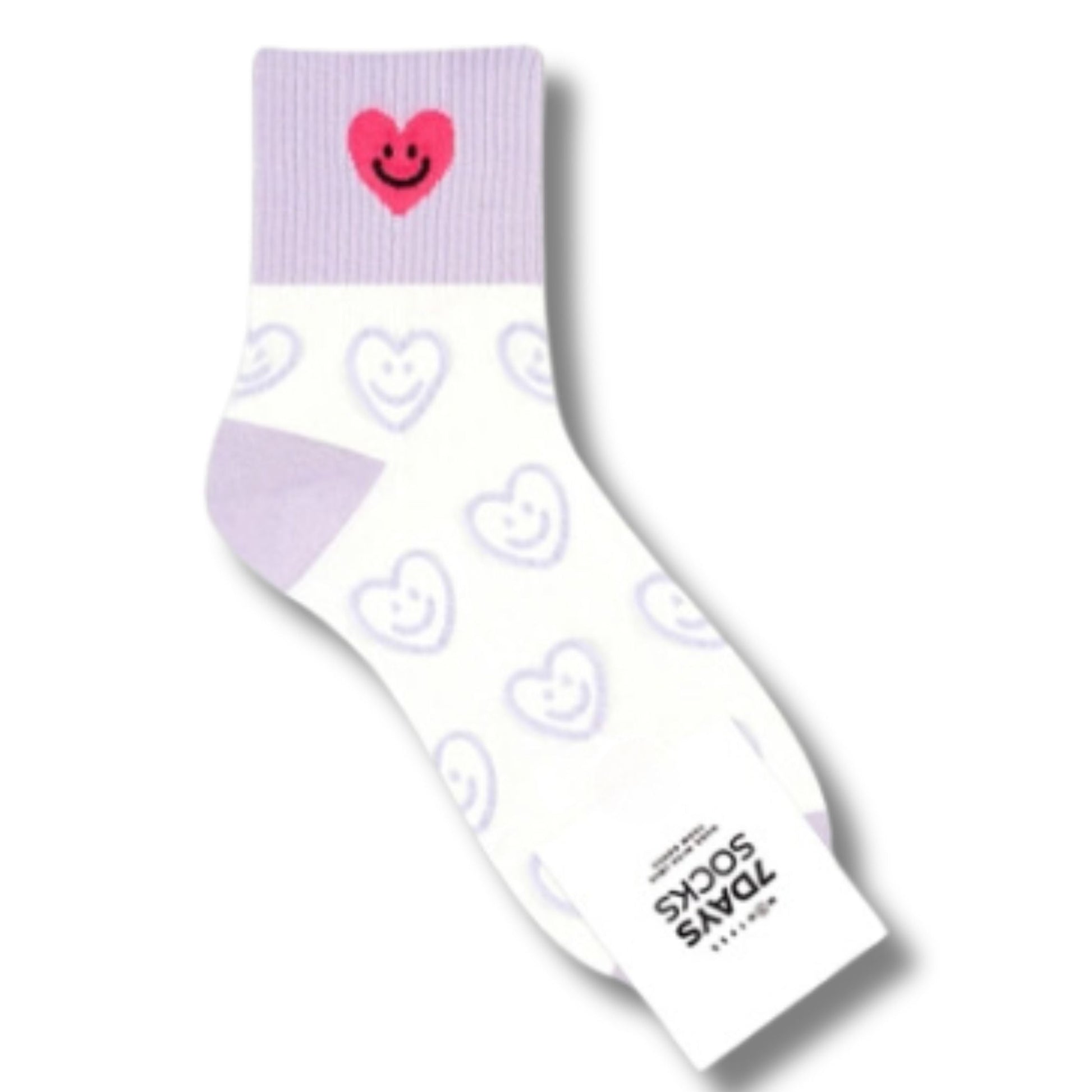 Heart or Smiley Women's Crew Drawing Pattern Socks [Size 5-10]