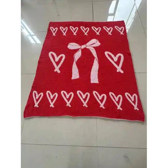 Hearts and Bows Cozy Reversible Blanket Cupids Bows | Bow-Tastic Gianna 50" x 60"