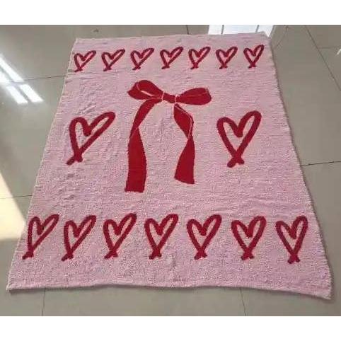 Hearts and Bows Cozy Reversible Blanket Cupids Bows | Bow-Tastic Gianna 50" x 60"