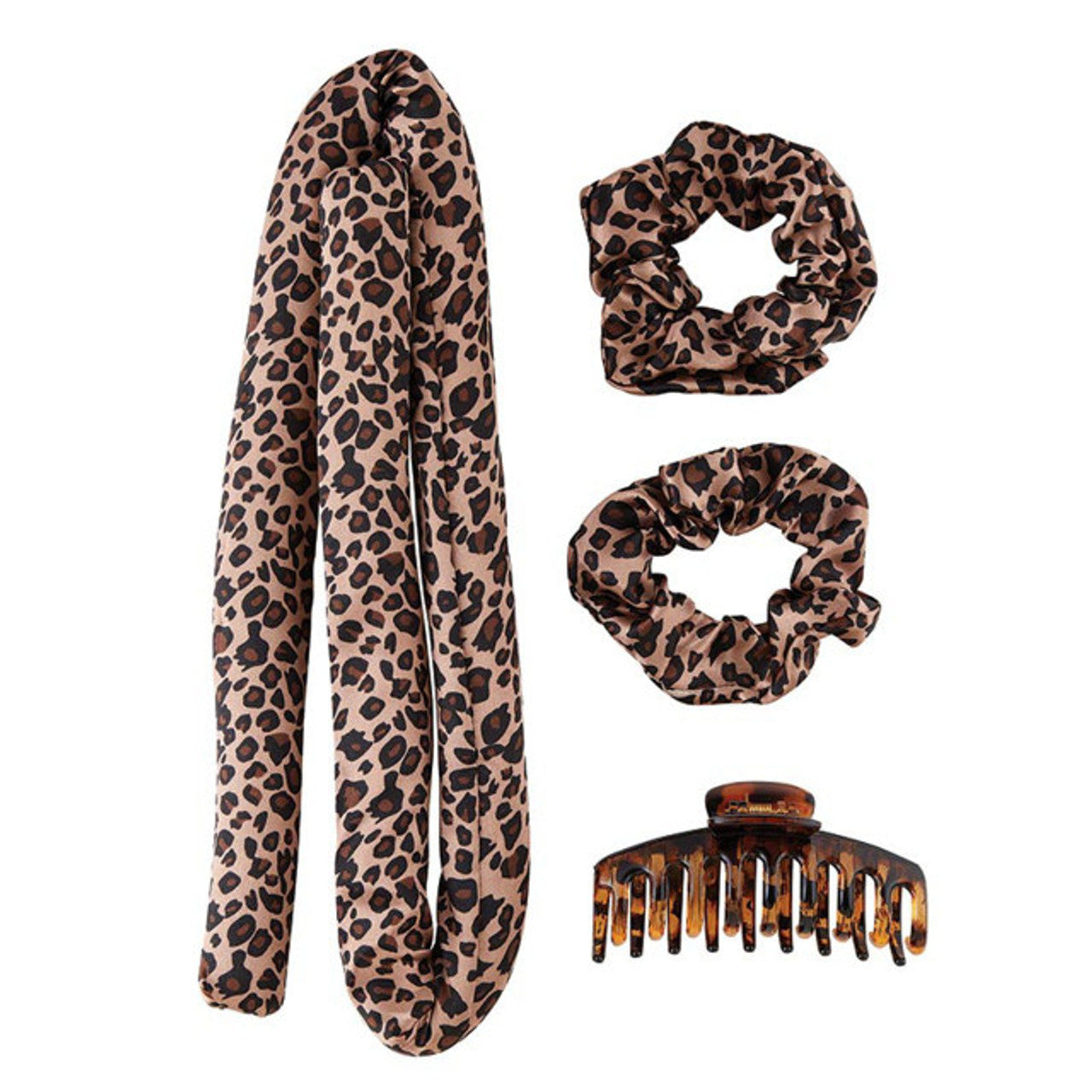 Cheetah Heatless Roller Set | 4-Piece Hair Curler Set | Hair Accessories