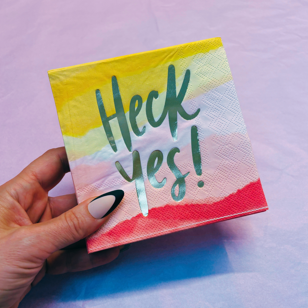 Heck Yes Gold Foil Party/Beverage/Cocktail Napkins | 5" Square