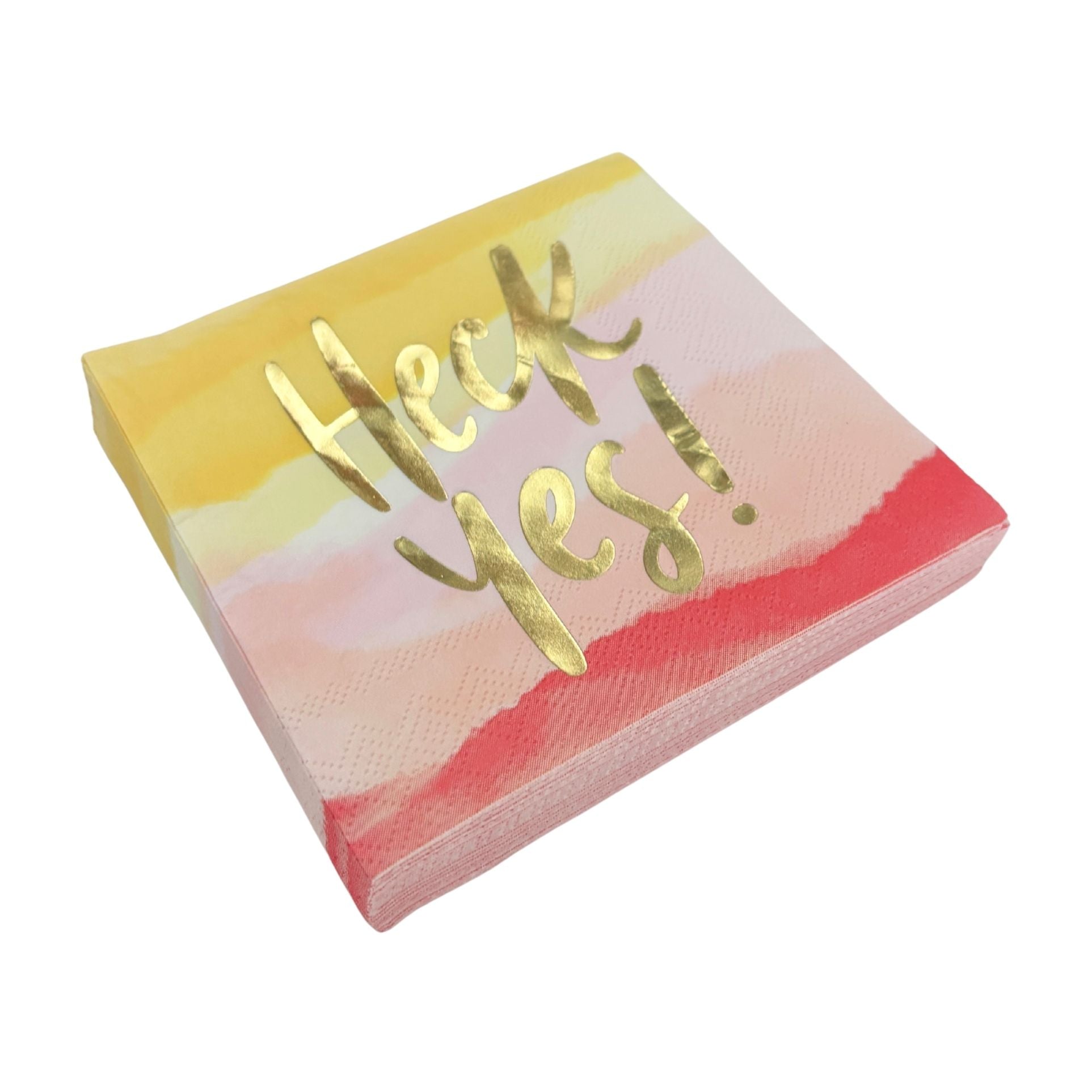 Heck Yes Gold Foil Party/Beverage/Cocktail Napkins | 5" Square