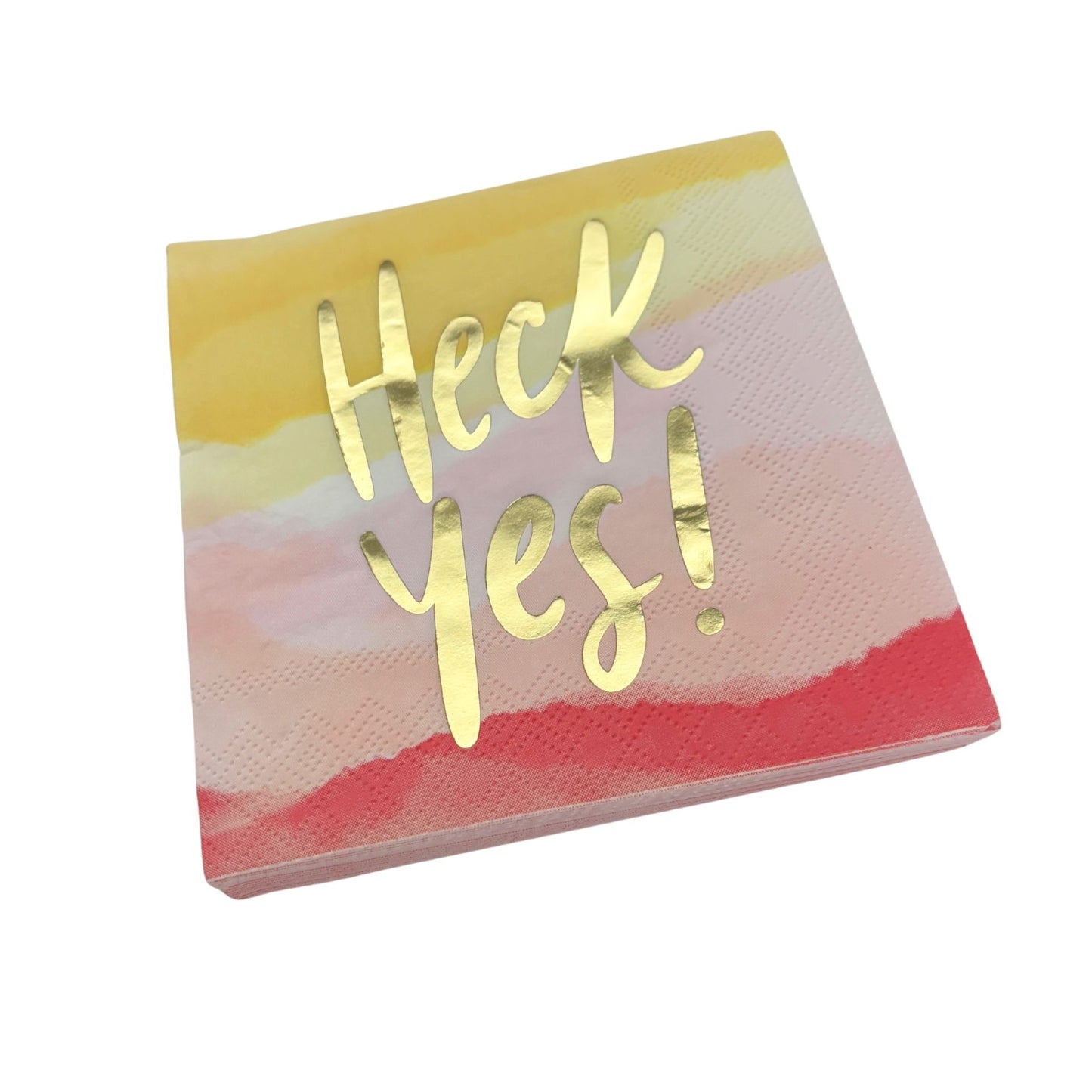 Heck Yes Gold Foil Party/Beverage/Cocktail Napkins | 5" Square