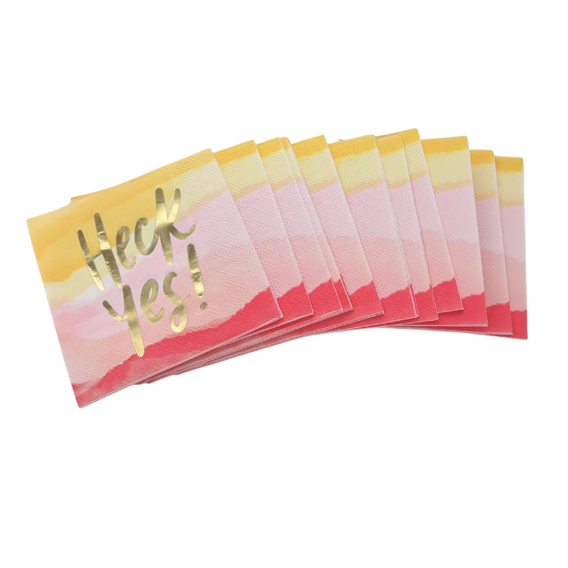 Heck Yes Gold Foil Party/Beverage/Cocktail Napkins | 5" Square