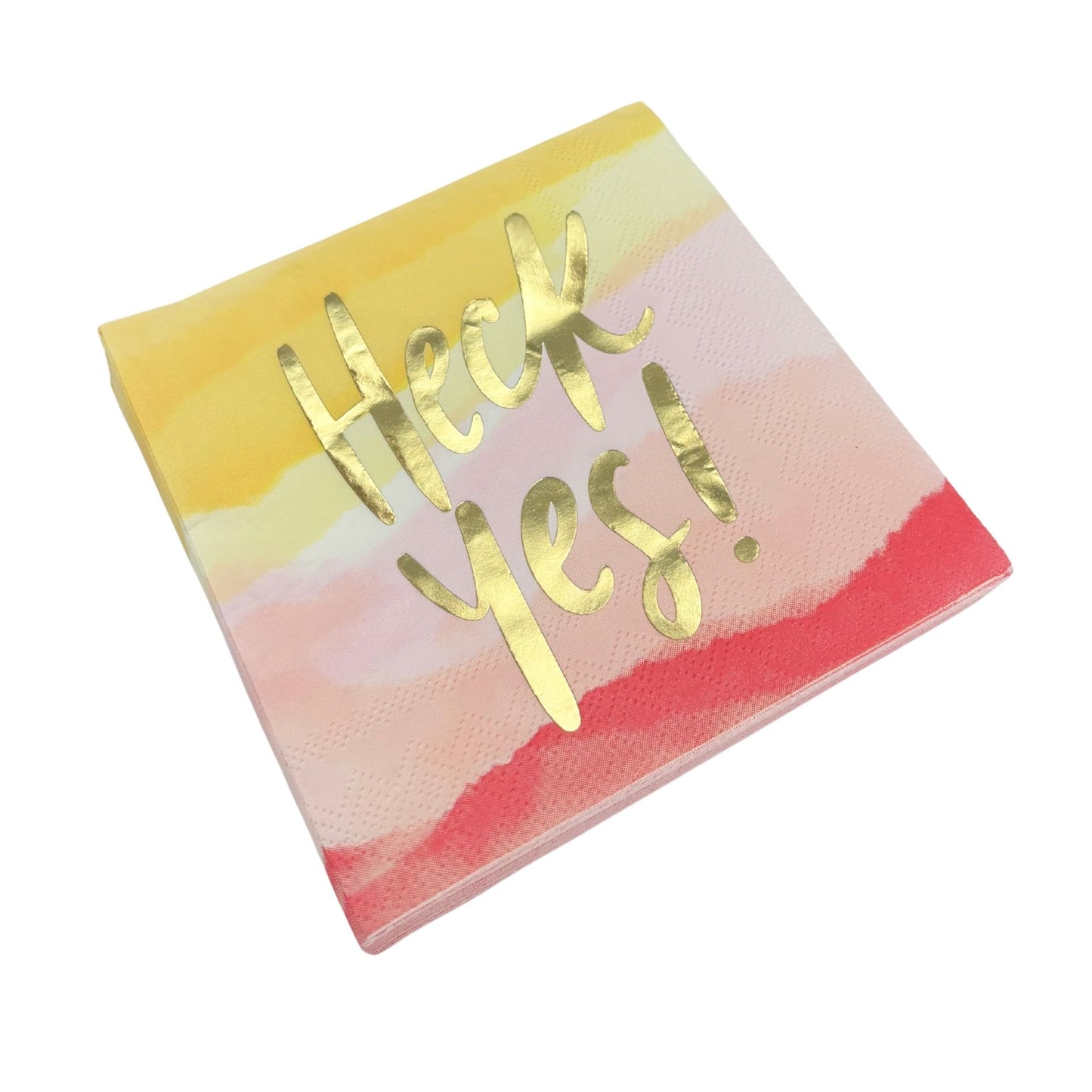 Heck Yes Gold Foil Party/Beverage/Cocktail Napkins | 5" Square