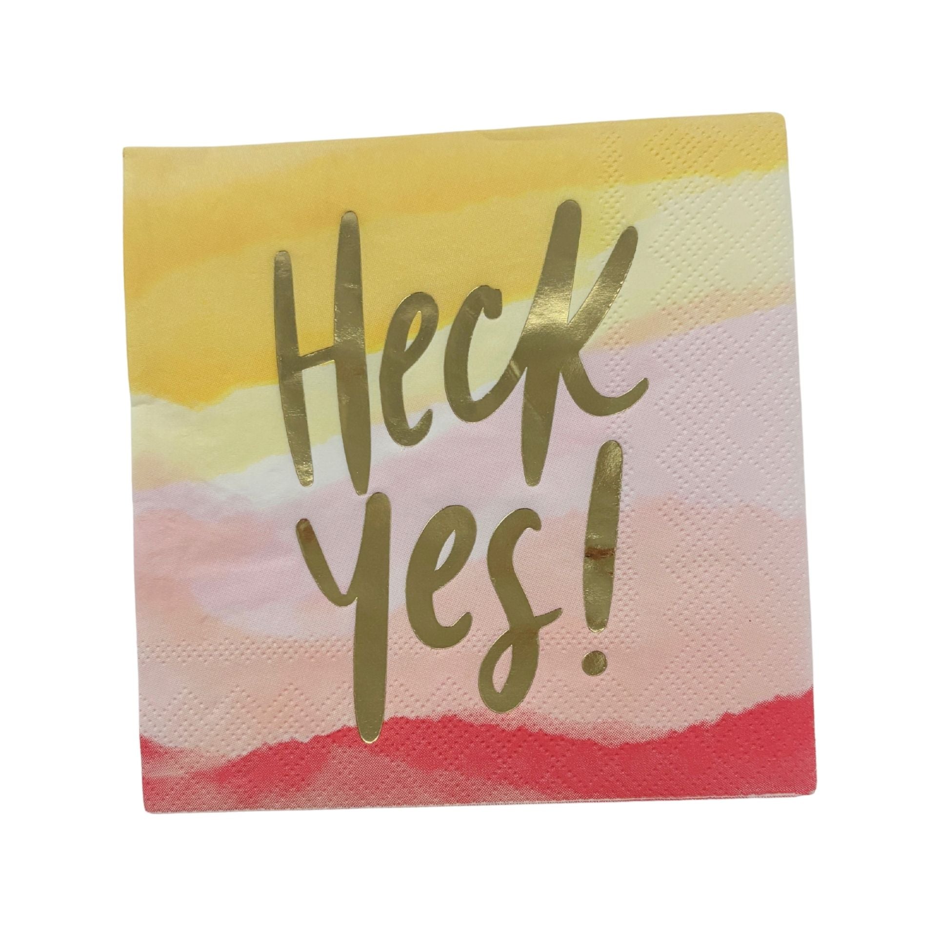 Heck Yes Gold Foil Party/Beverage/Cocktail Napkins | 5" Square