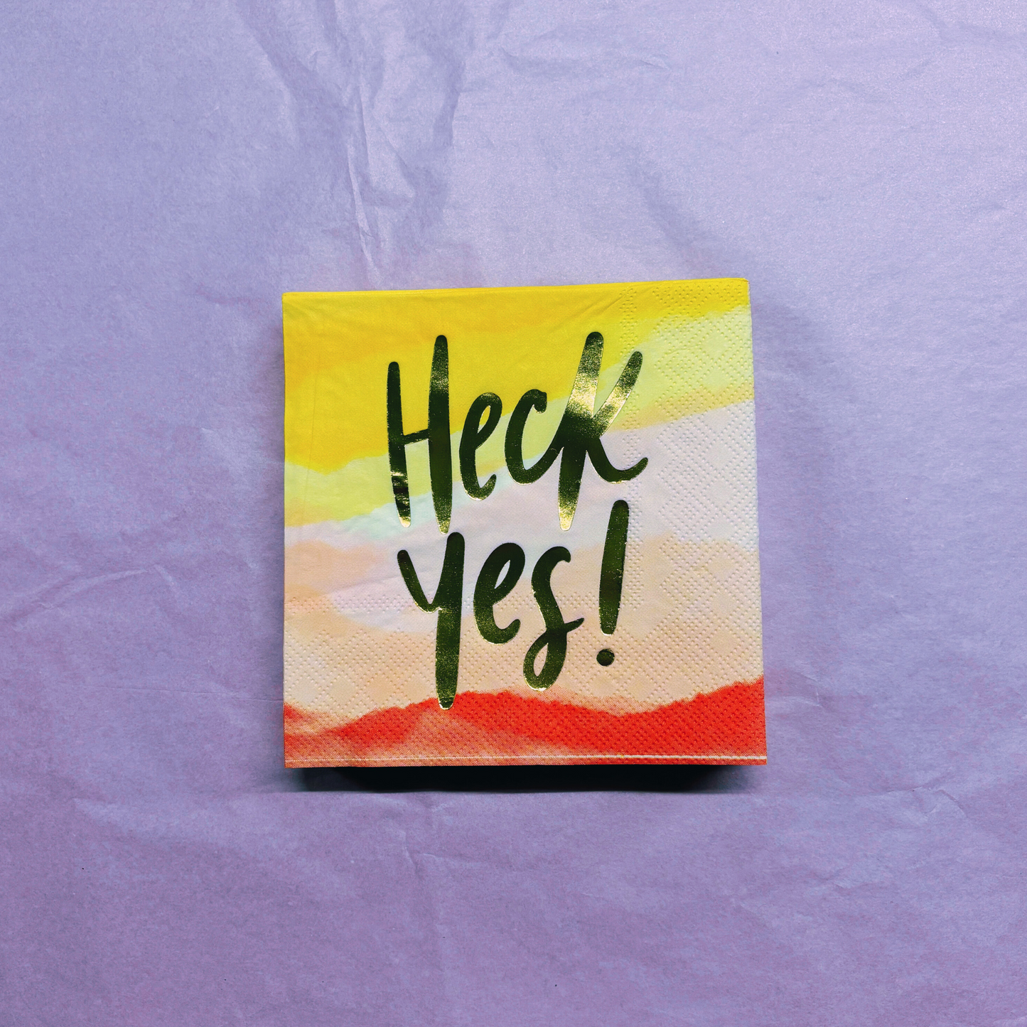 Heck Yes Gold Foil Party/Beverage/Cocktail Napkins | 5" Square