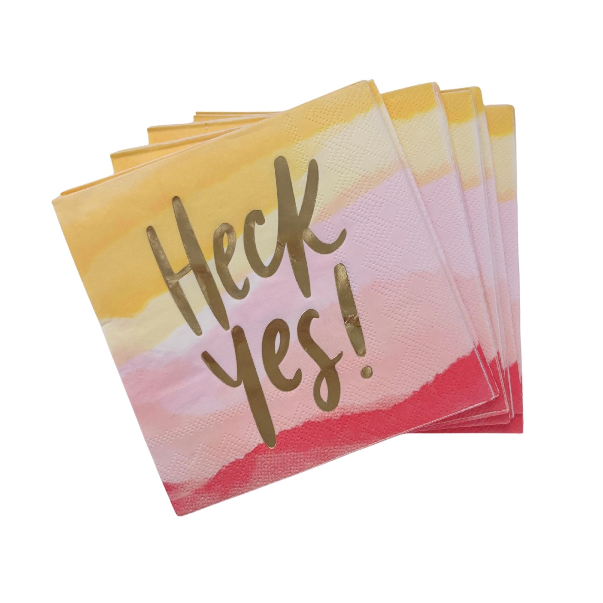Heck Yes Gold Foil Party/Beverage/Cocktail Napkins | 5" Square