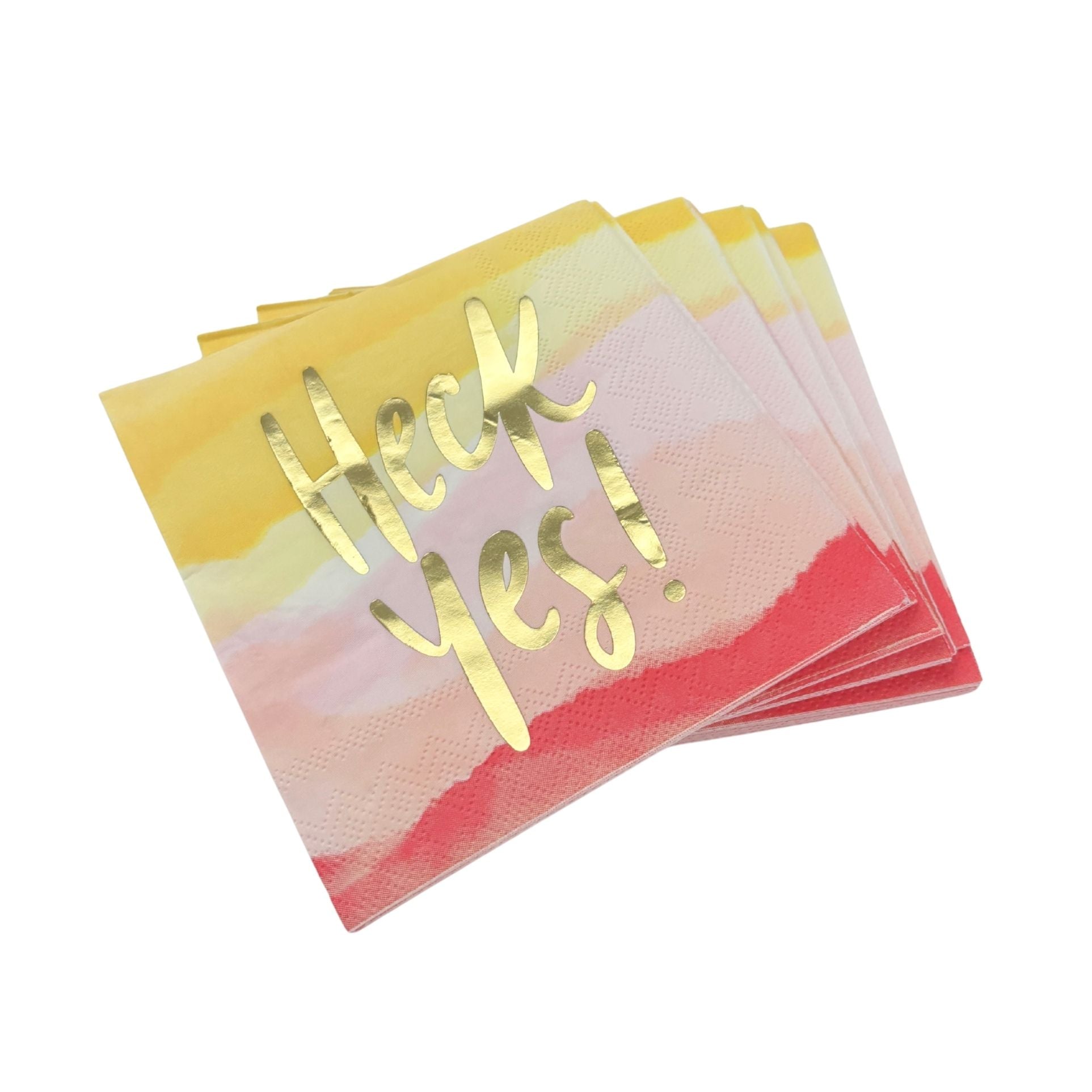 Heck Yes Gold Foil Party/Beverage/Cocktail Napkins | 5" Square
