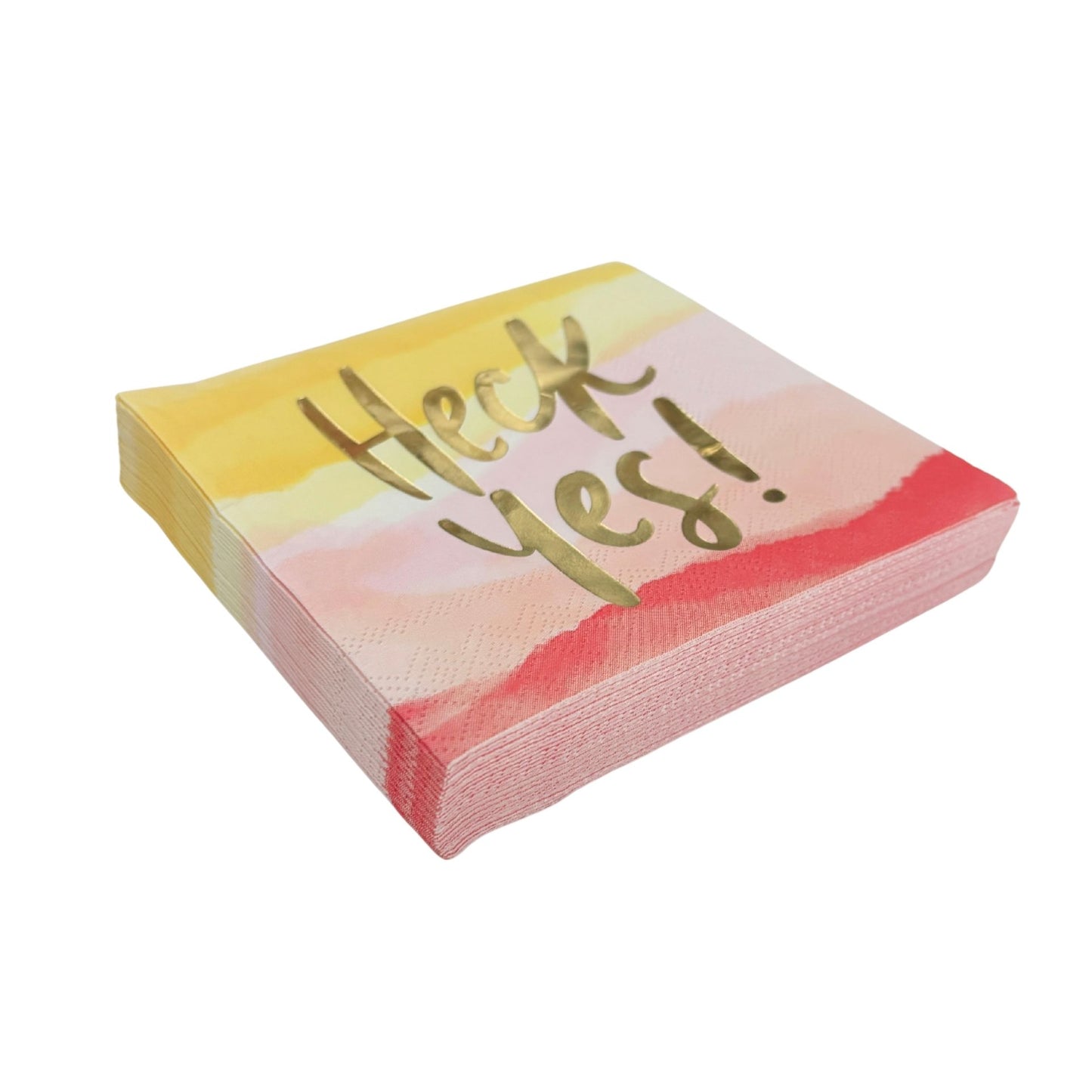 Heck Yes Gold Foil Party/Beverage/Cocktail Napkins | 5" Square