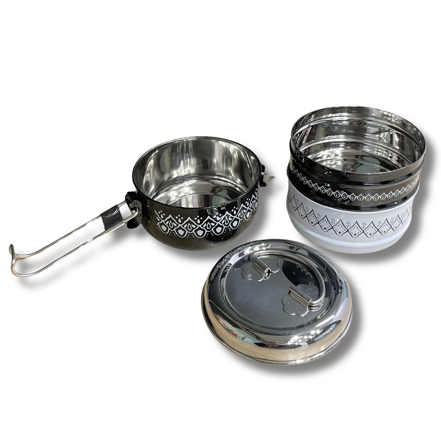 Heirloom Harmon 3 Tier Tiffin | Stainless Steel Stacking Adult Lunch Box | 3 Course Meal Container