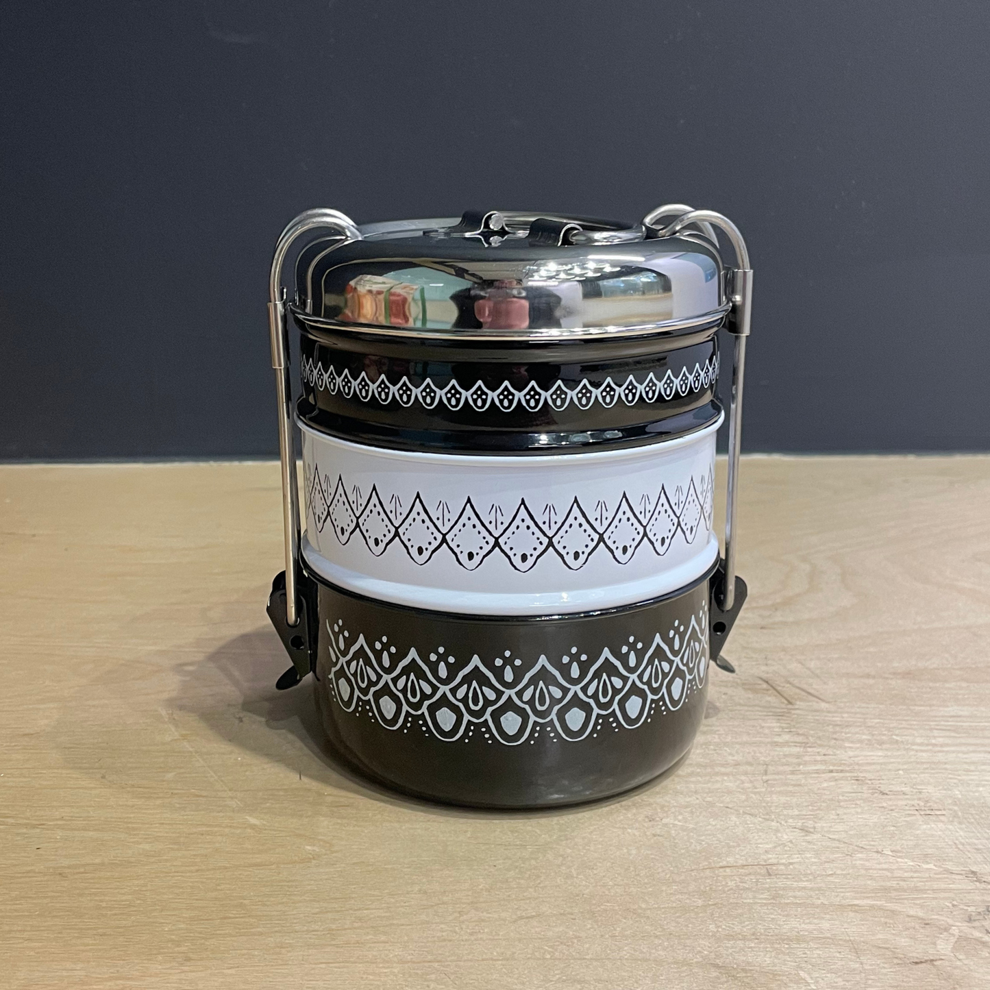 Heirloom Harmon 3 Tier Tiffin | Stainless Steel Stacking Adult Lunch Box | 3 Course Meal Container