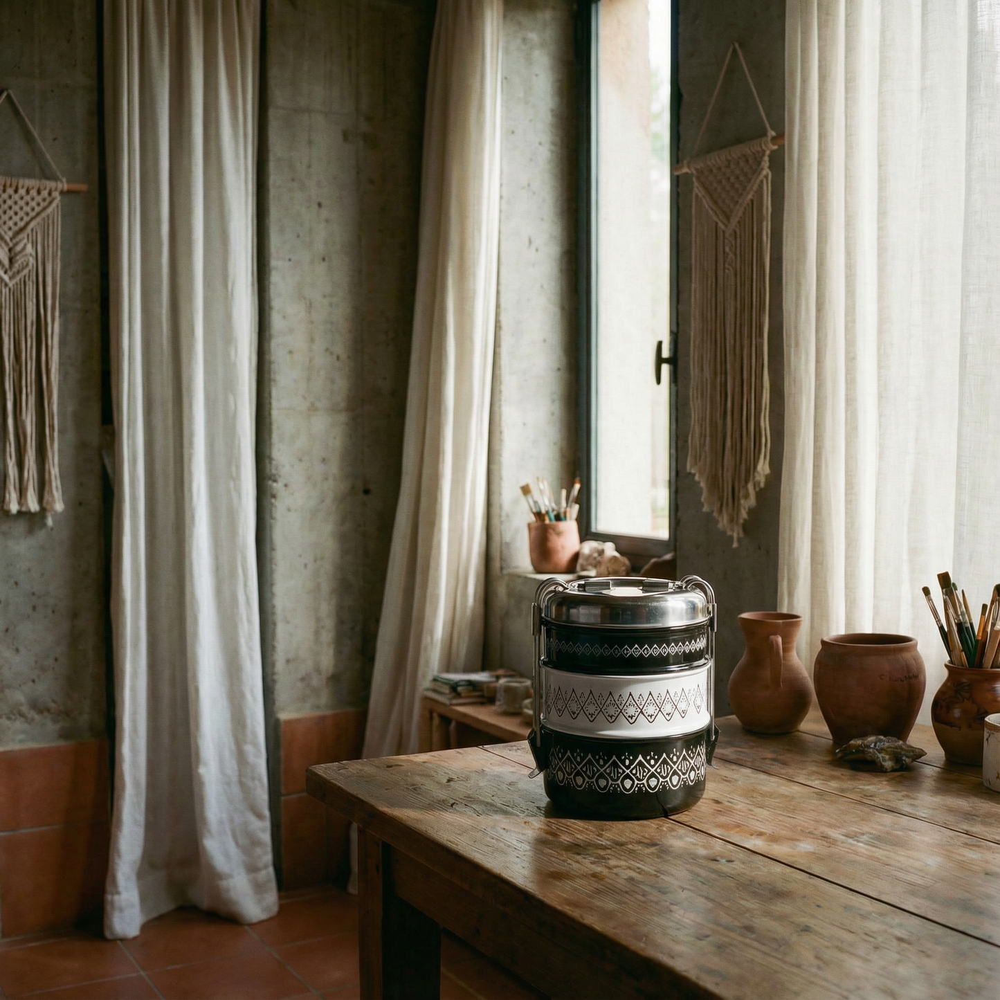 Heirloom Harmon 3 Tier Tiffin | Stainless Steel Stacking Adult Lunch Box | 3 Course Meal Container