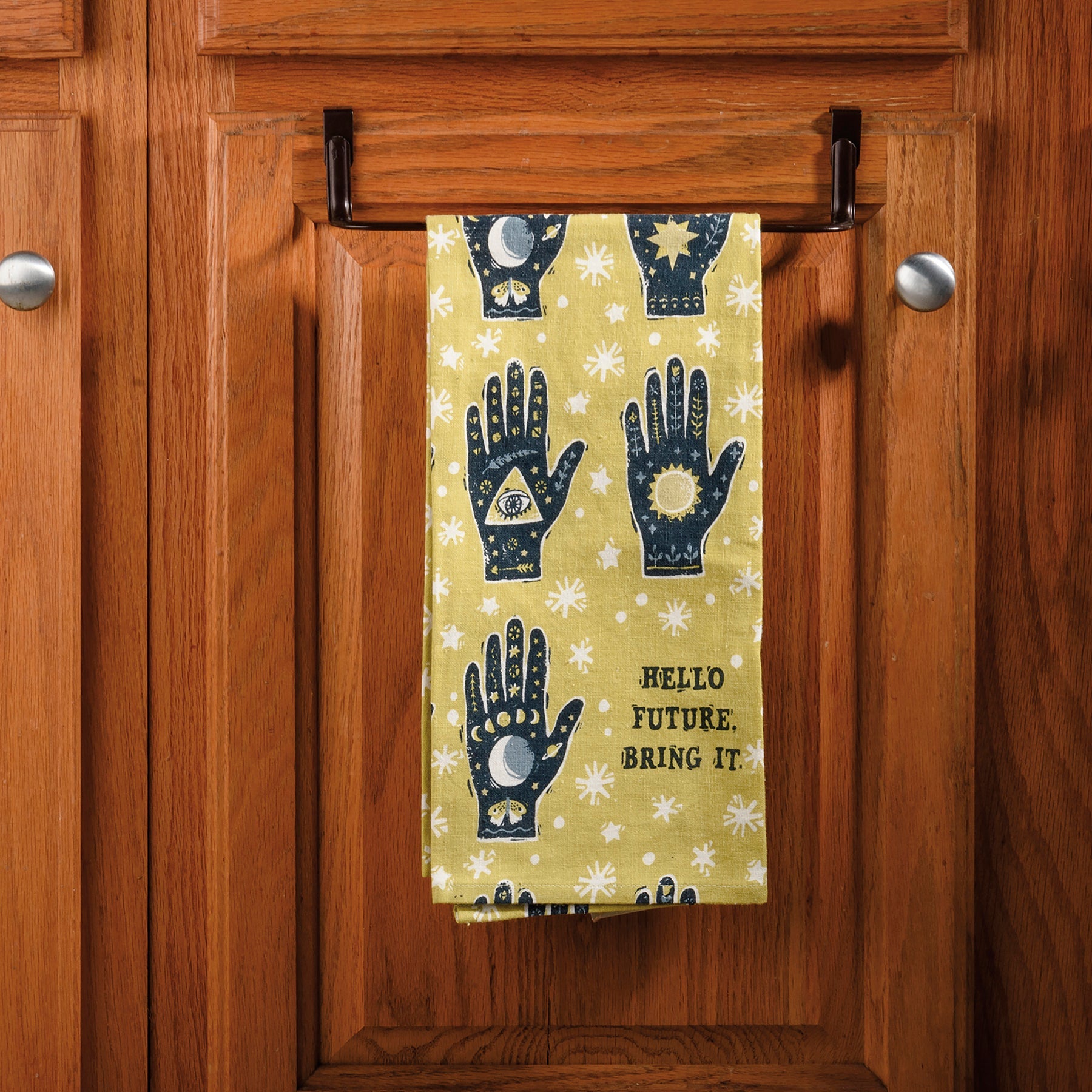 Hello Future Bring It Mystical Hand Dish Cloth Towel | All-Over Astrology Design | 20" x 26"