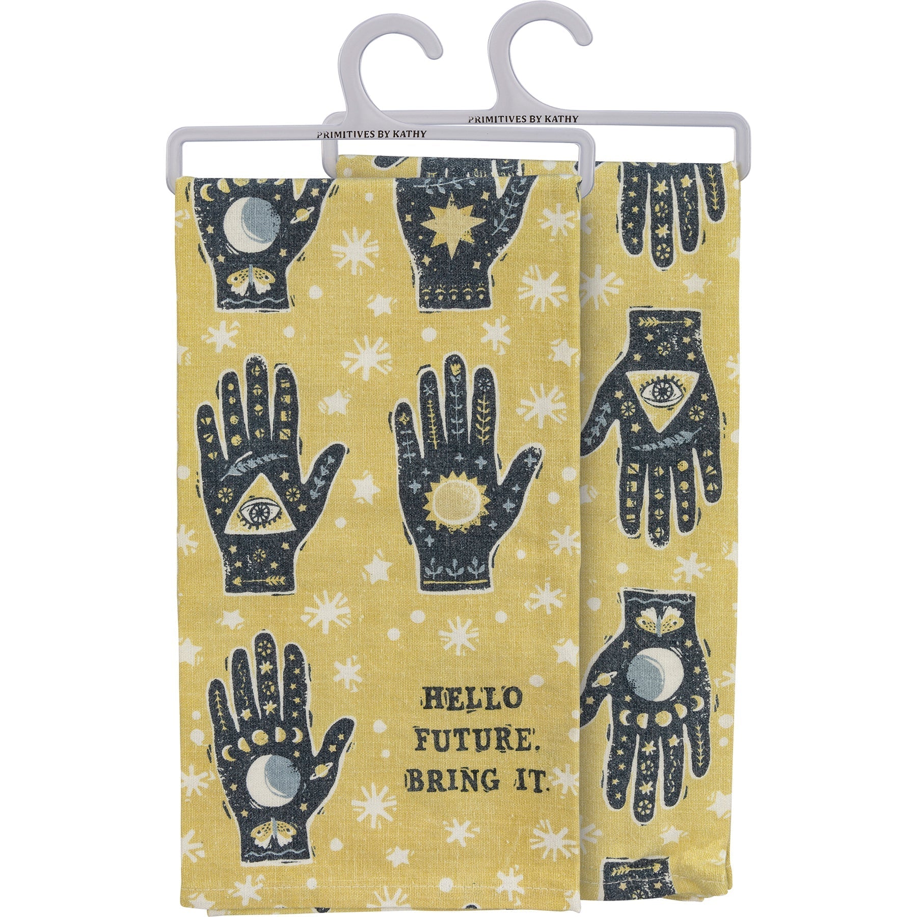 Hello Future Bring It Mystical Hand Dish Cloth Towel | All-Over Astrology Design | 20" x 26"
