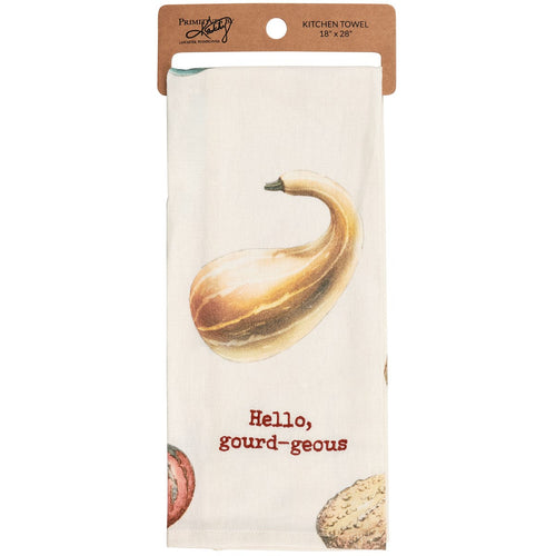 Hello Gourdgeous Kitchen Towel | Vintage-inspired Hand Tea Dish Cloth | 18" x 28"