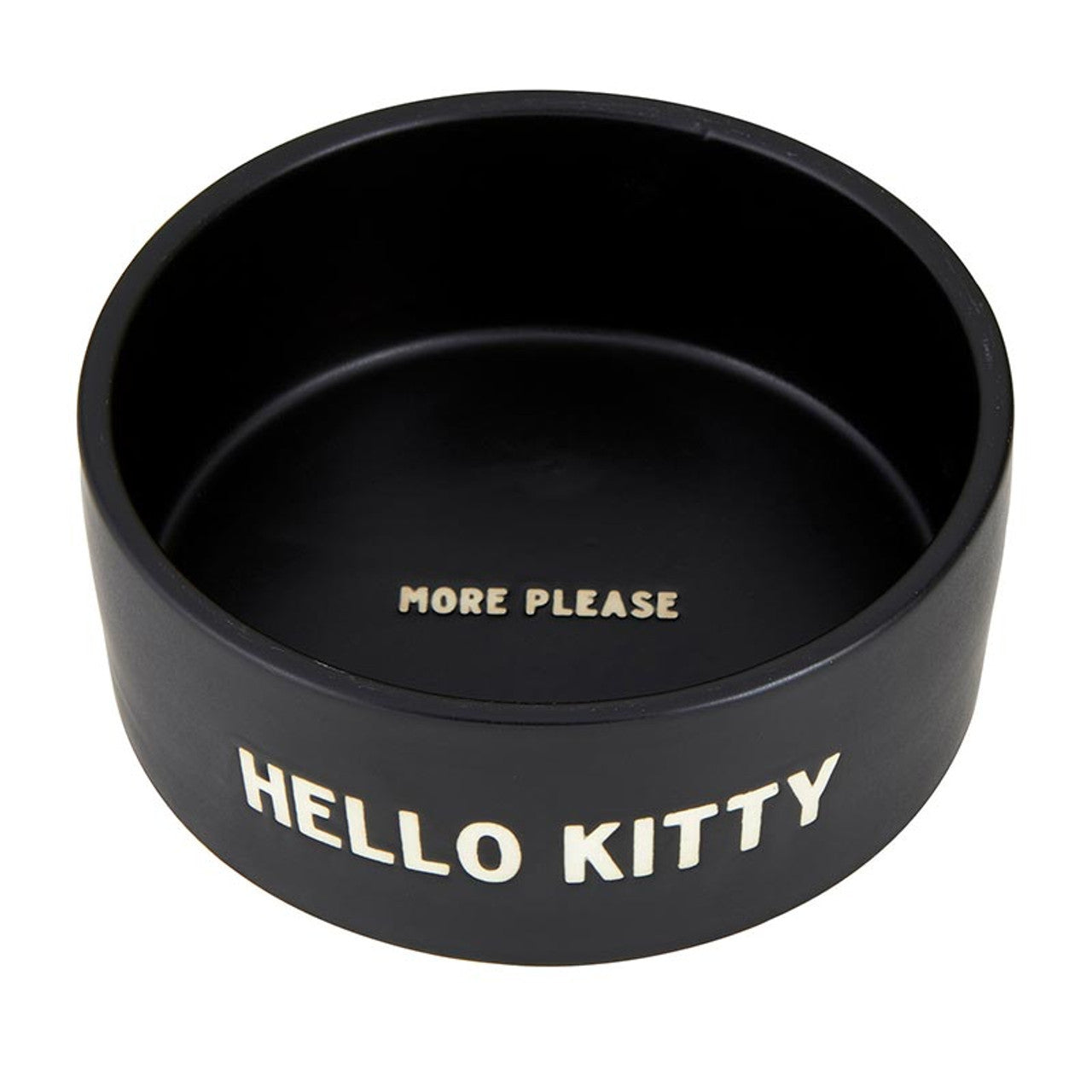 Hello Kitty Ceramic Pet Bowl in Black | Circular Pet Water Food Dish Feeder |  6"