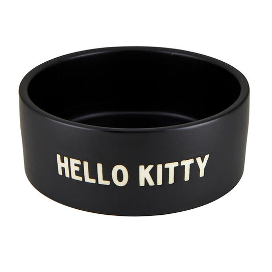 Hello Kitty Ceramic Pet Bowl in Black | Circular Pet Water Food Dish Feeder |  6"