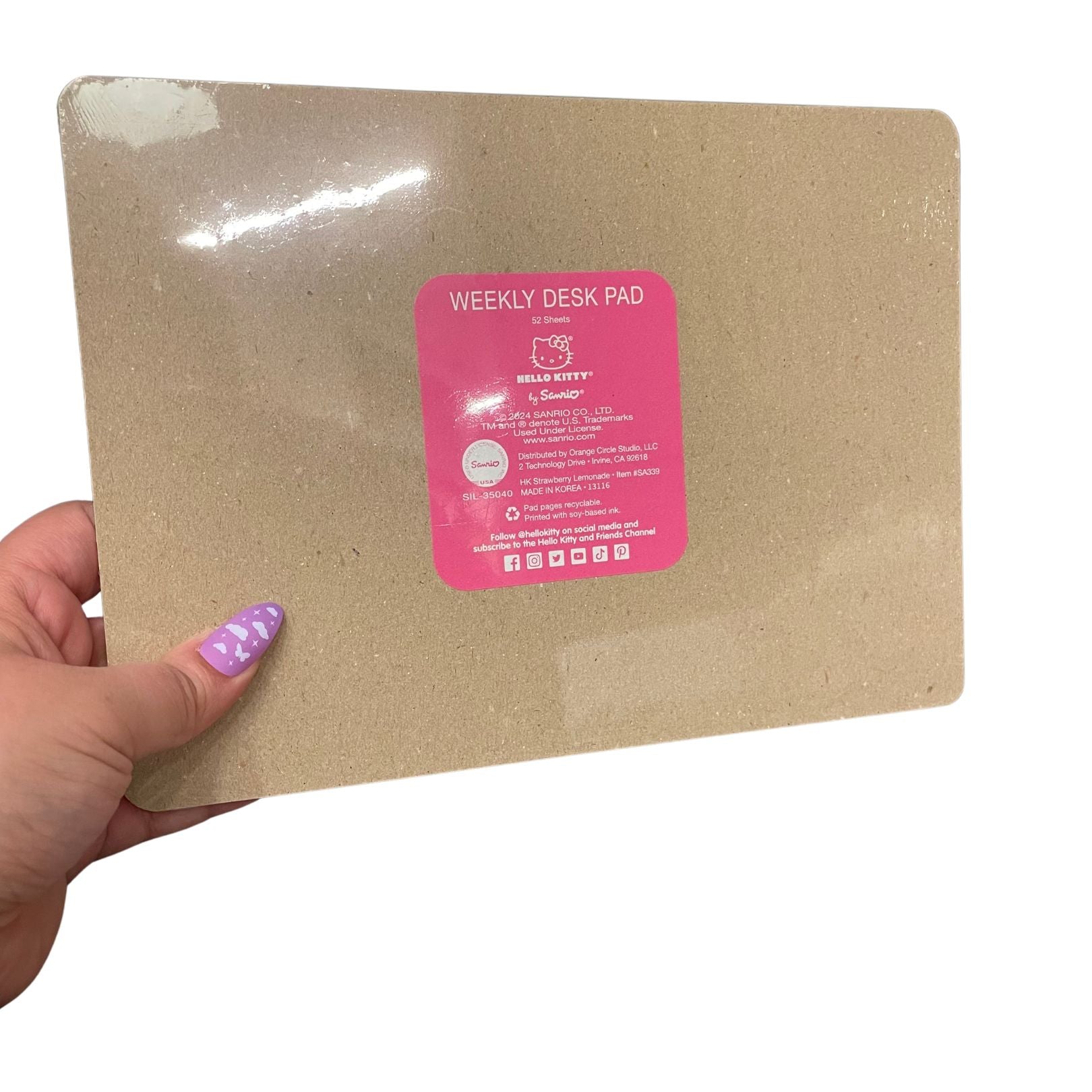 Hello Kitty Strawberry Lemonade Weekly Desk Pad | Undated Planning Pad | 60 Perforated Sheets