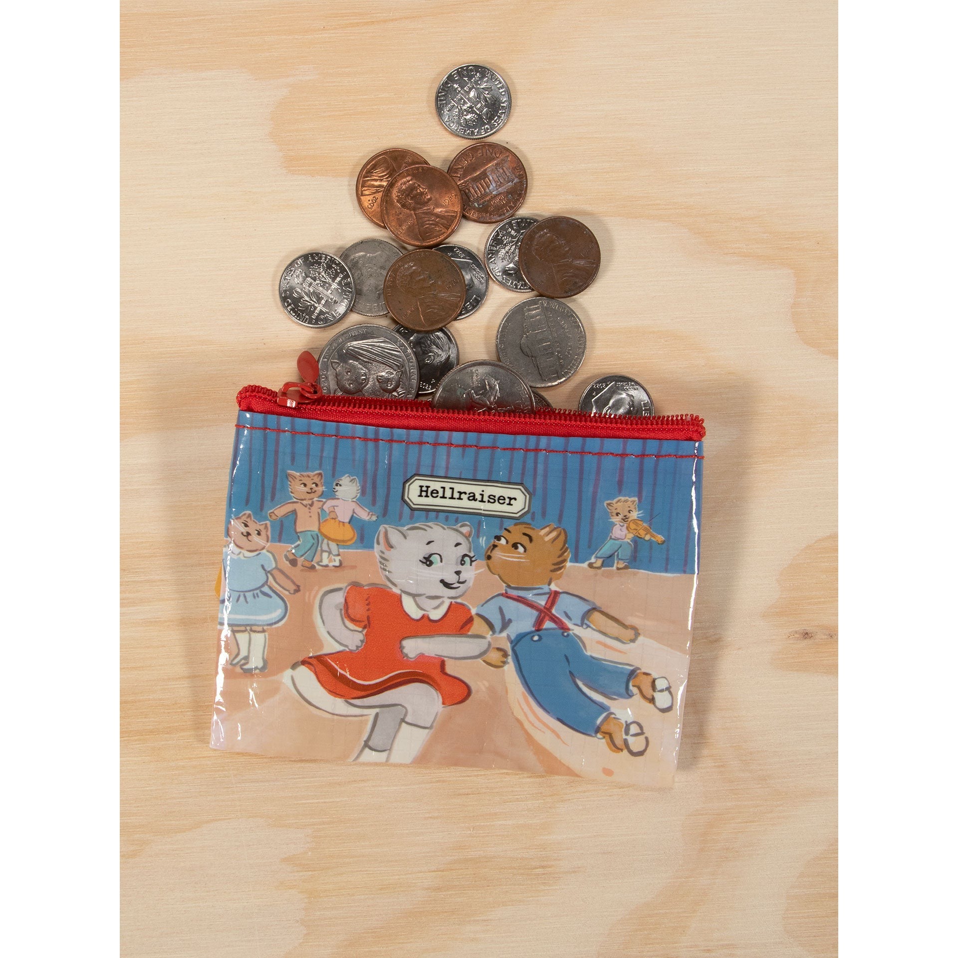 Hellraiser Dancing Cats Coin Purse | Recycled Material | 3"h x 4"w | BlueQ at GetBullish