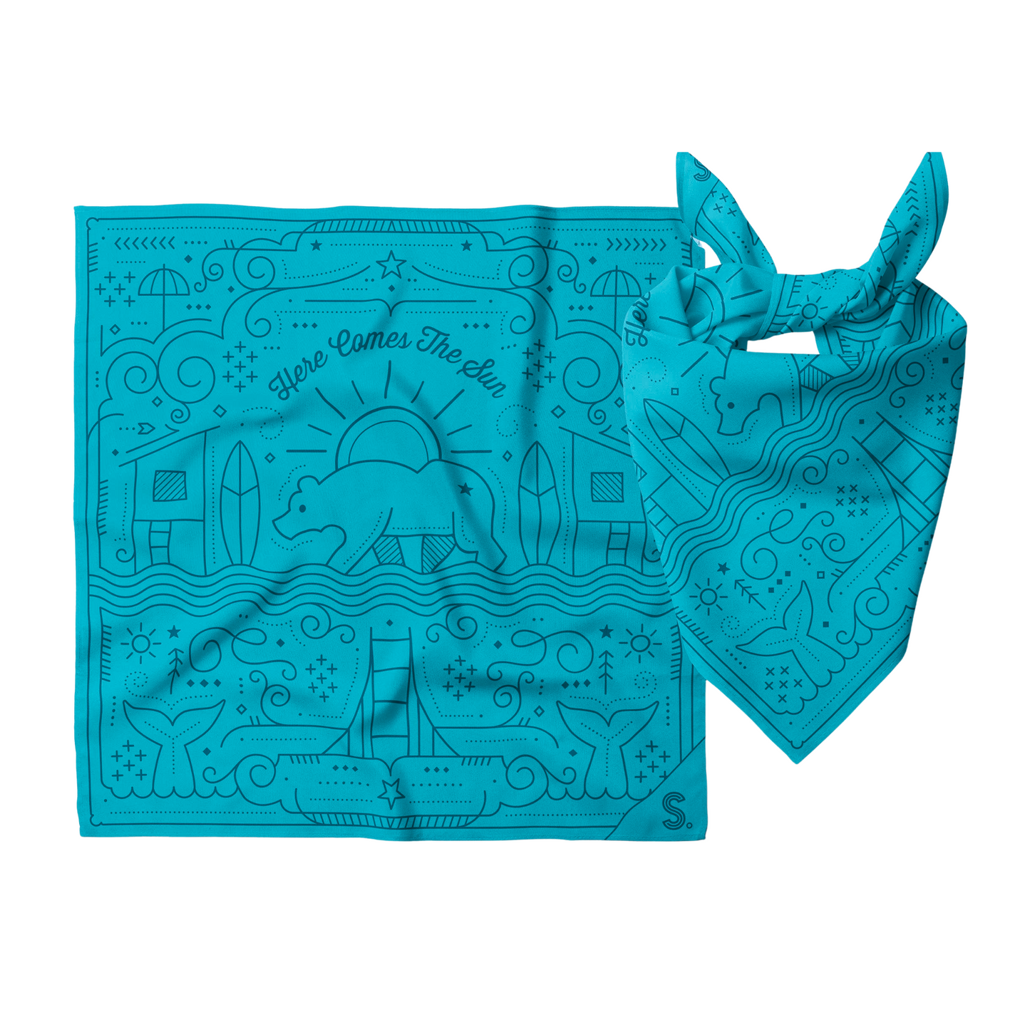 Here Comes the Sun California Bandana | Cotton Headwrap Scarf | 22'' x 22''