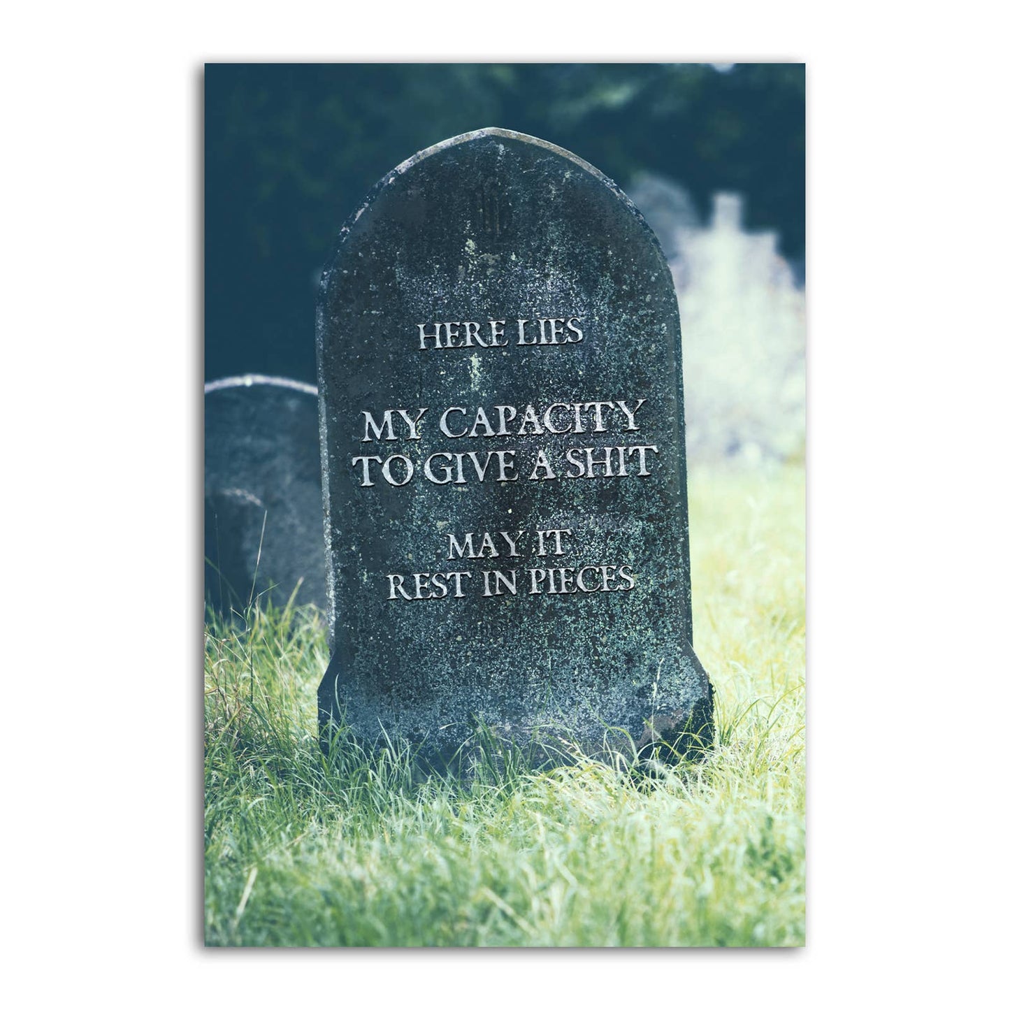 Here Lies My Capacity to Give a Shit May It Rest in Pieces Funny Magnet | Dark Humor Tombstone Refrigerator Magnet