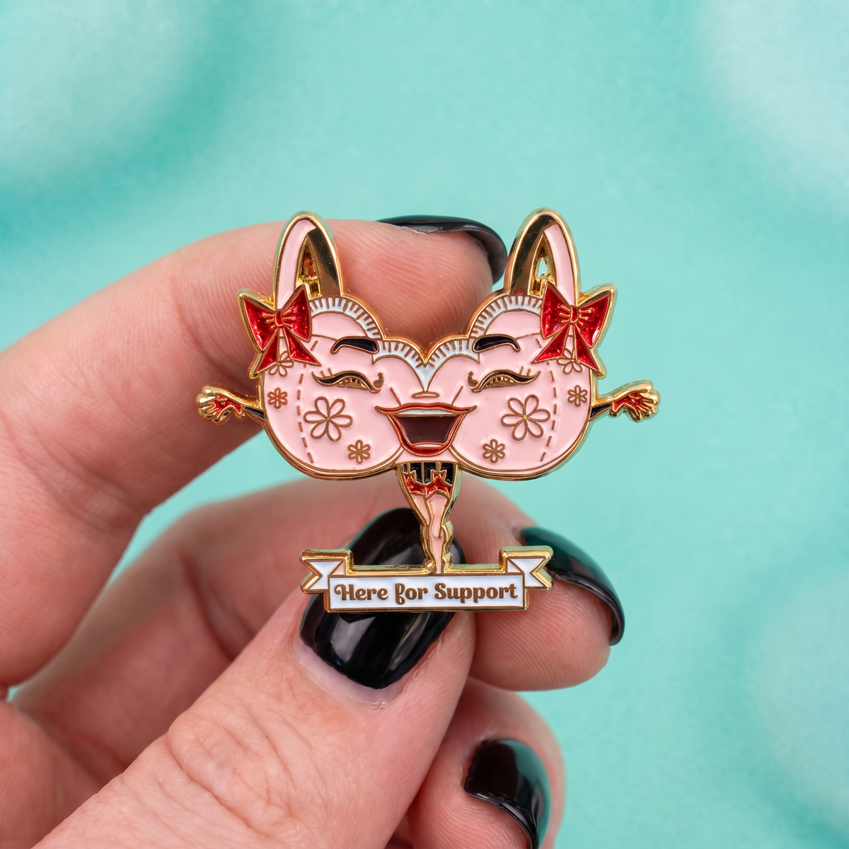 Here for Support Glitter Faces Enamel Pin-Kitschy Delish-The Bullish Store