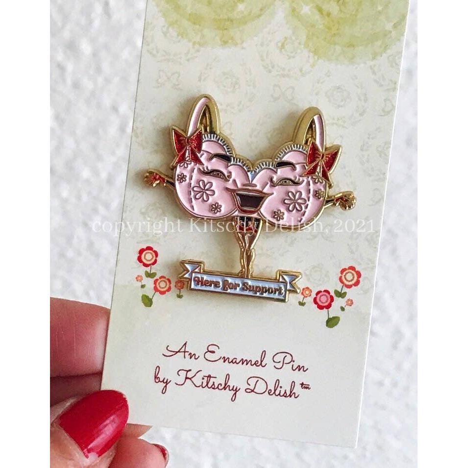 Here for Support Glitter Faces Enamel Pin-Kitschy Delish-The Bullish Store