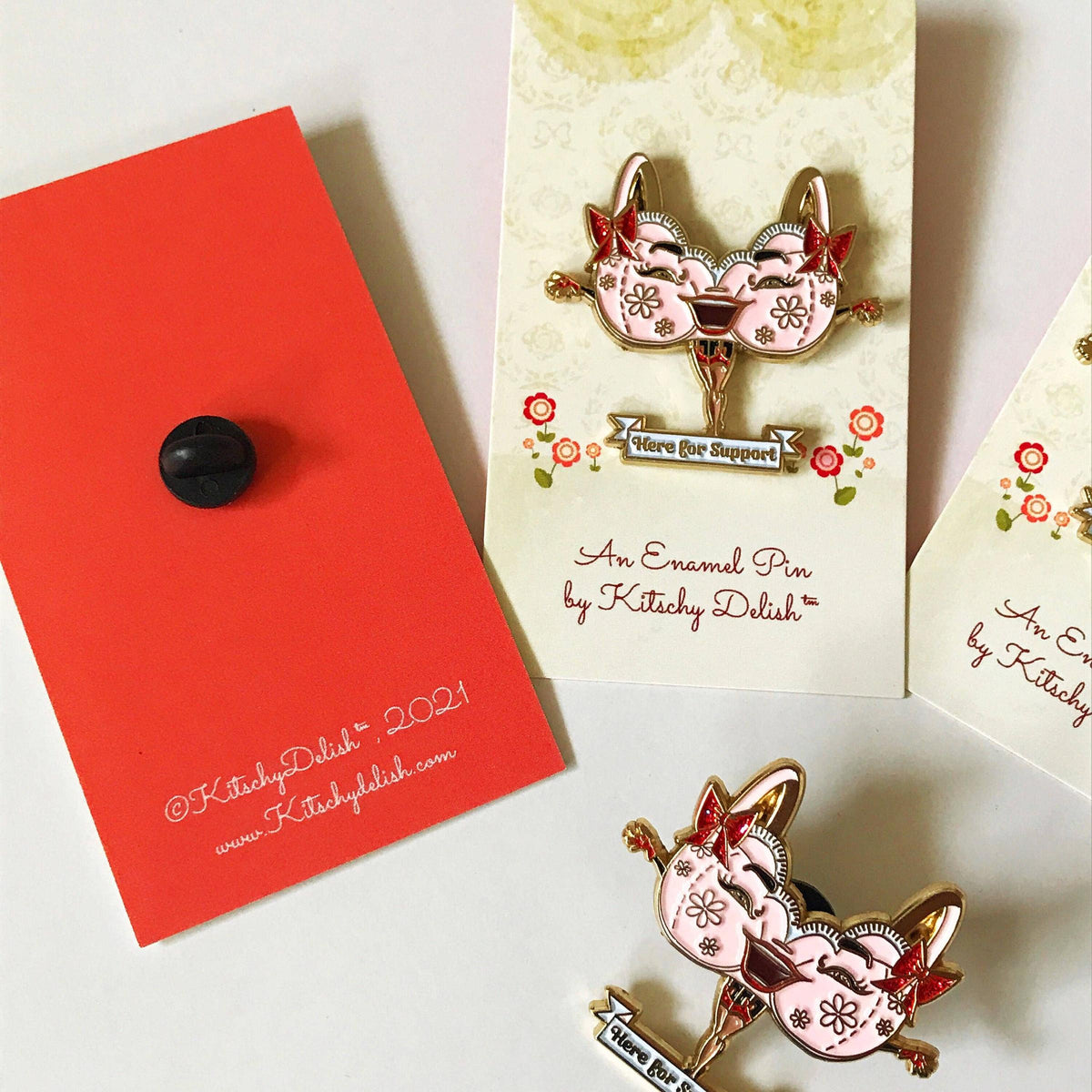 Here for Support Glitter Faces Enamel Pin-Kitschy Delish-The Bullish Store