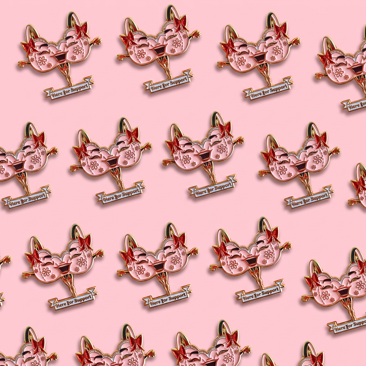 Here for Support Glitter Faces Enamel Pin-Kitschy Delish-The Bullish Store