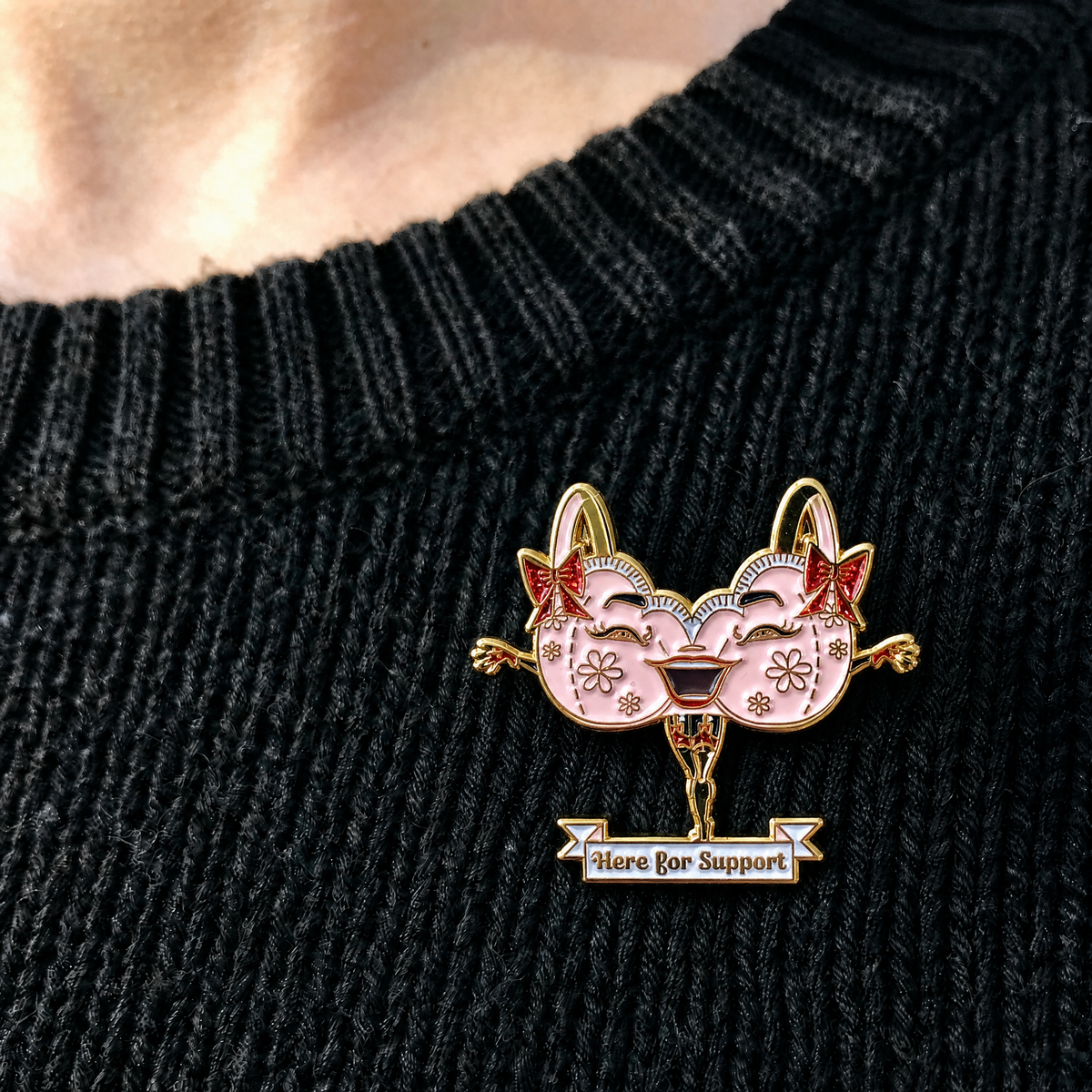Here for Support Glitter Faces Enamel Pin-Kitschy Delish-The Bullish Store