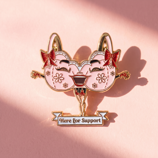 Here for Support Glitter Faces Enamel Pin-Kitschy Delish-The Bullish Store