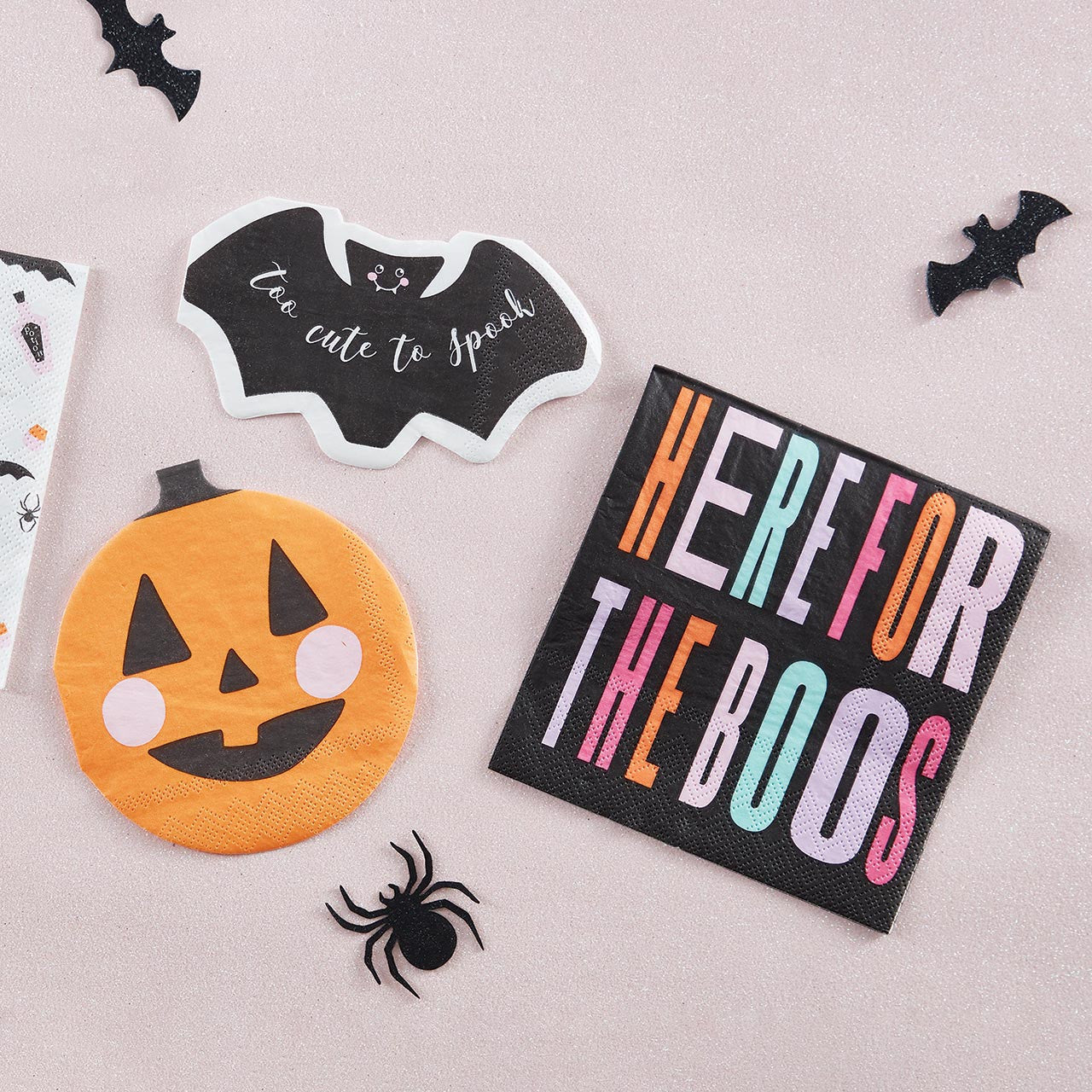 Here for the Boos Halloween Beverage Napkins | Paper Cocktail Napkins | 5”