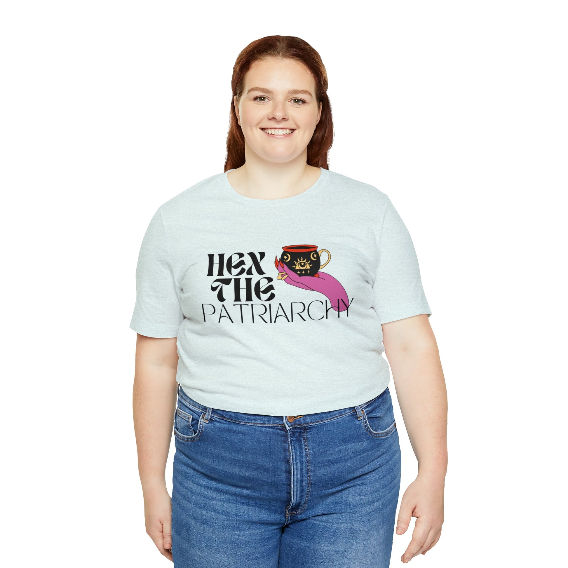 Hex the Patriarchy Feminist Jersey Short Sleeve Tee [Multiple Colors and Sizes]