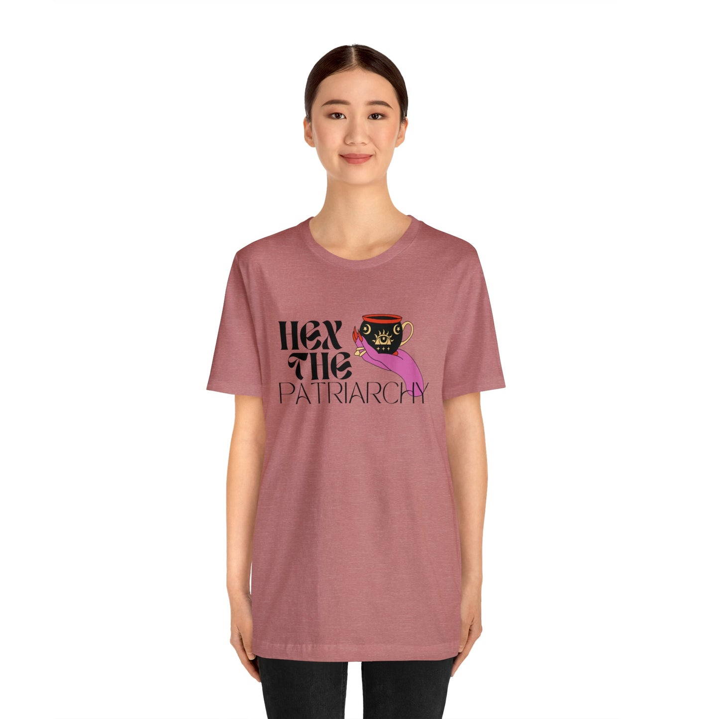 Hex the Patriarchy Feminist Jersey Short Sleeve Tee [Multiple Colors and Sizes]