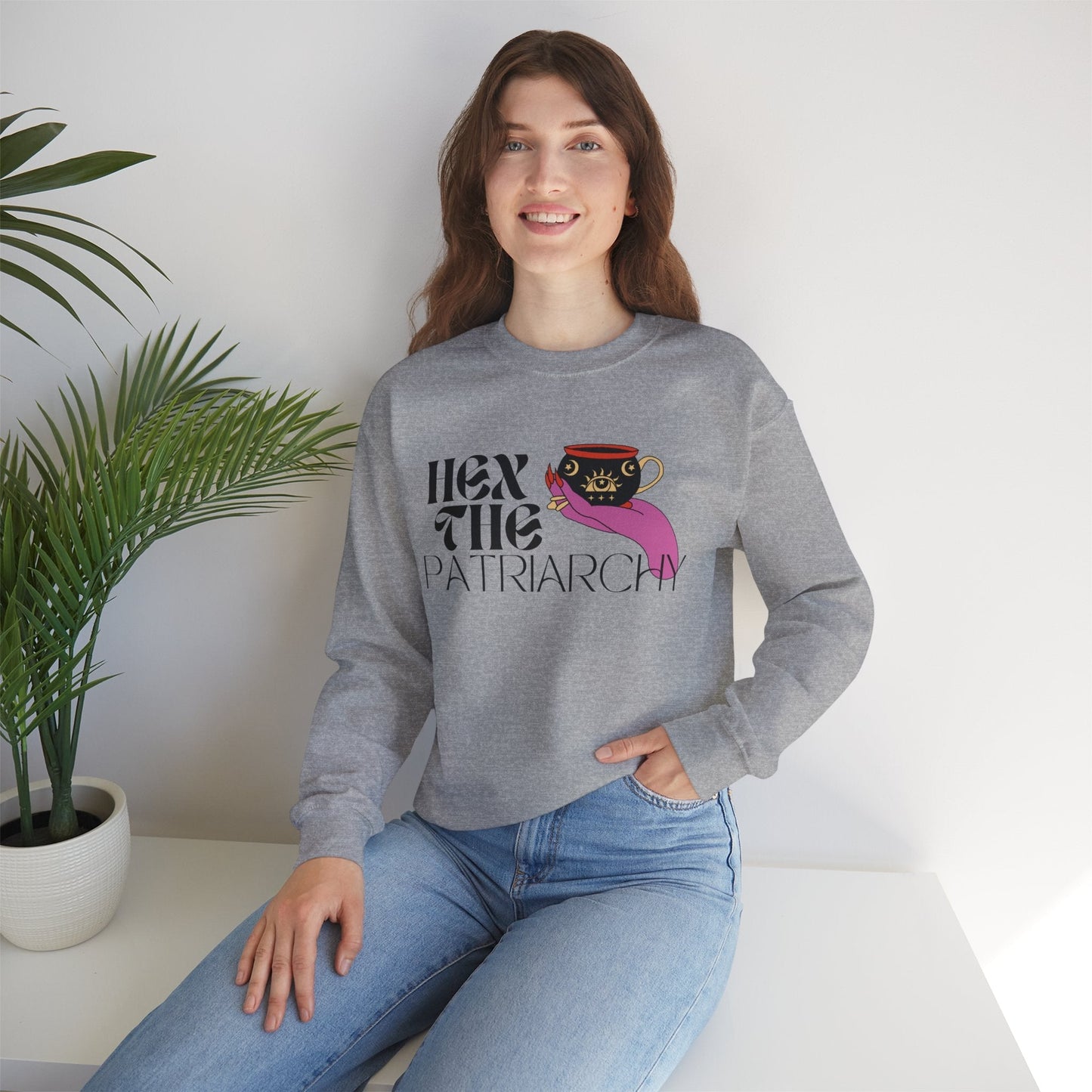 Hex the Patriarchy Unisex Heavy Blend™ Crewneck Sweatshirt Sizes SM-5XL | Plus Size Available
