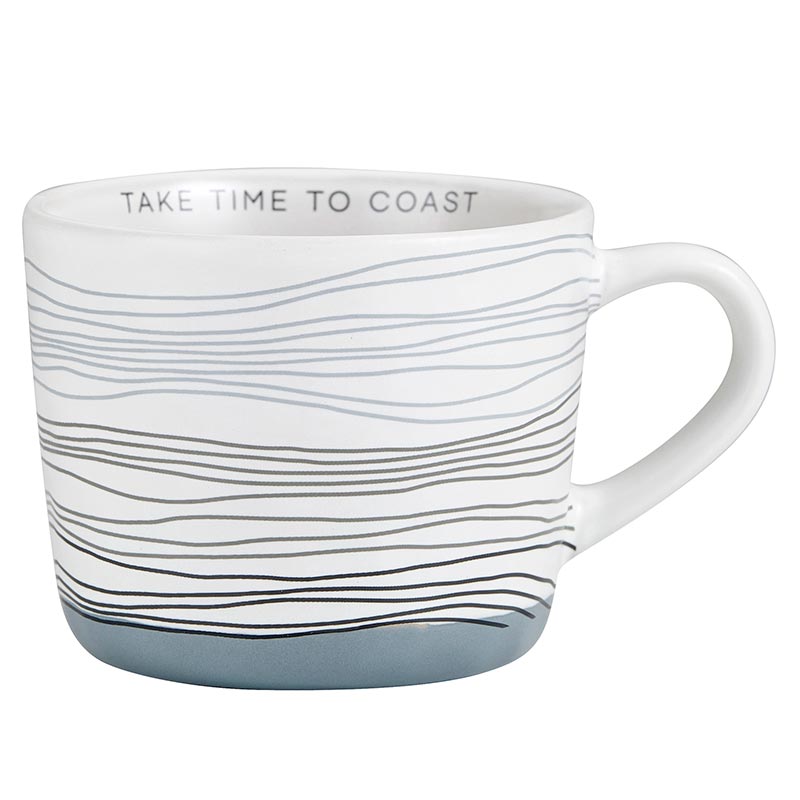 Hidden Message Take Time To Coast Cozy Mug | Hand Painted Coffee Tea Stoneware Cup | 15oz.