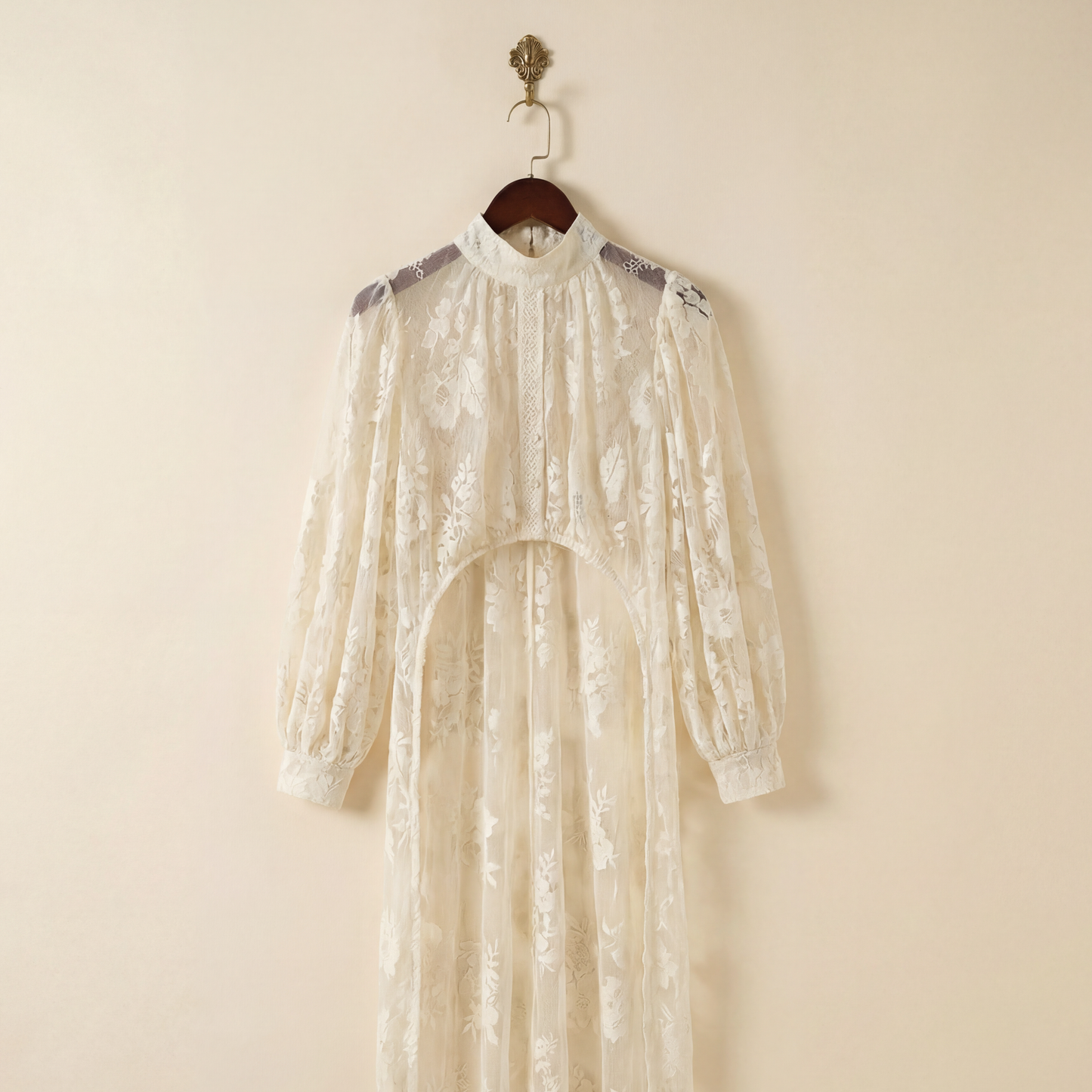 High-Low Bohemia Floral Sheer Lace Duster Blouse [Sizes S-L]