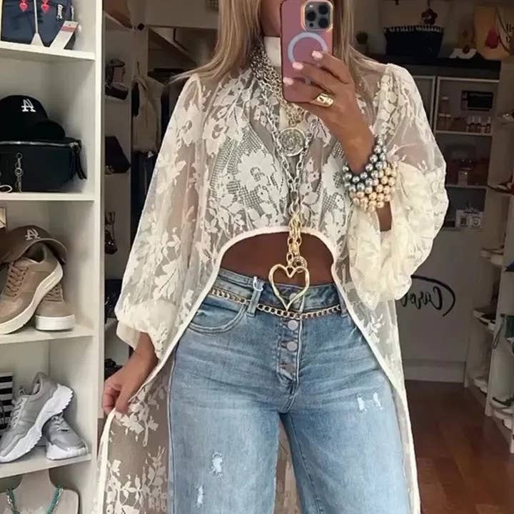 High-Low Bohemia Floral Sheer Mesh Blouse [Sizes S-L]