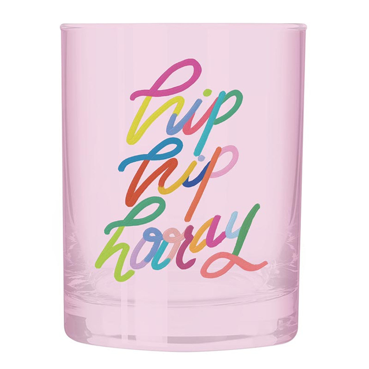 Hip Hip Hooray Double Old Fashioned Cocktail Glass | Classic Tinted Pink Glass | 12 oz