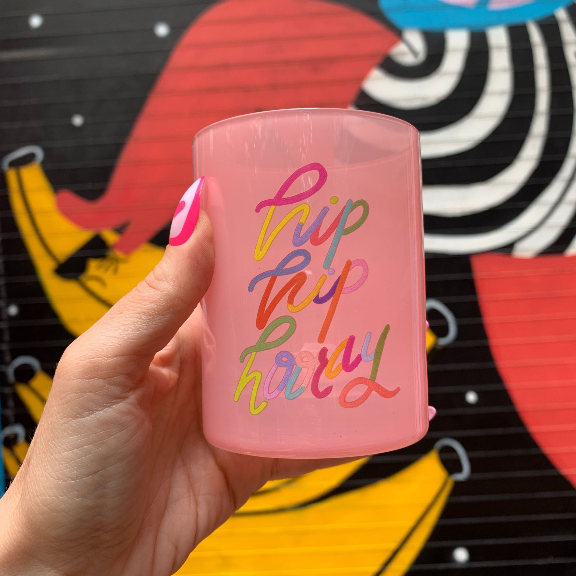 Hip Hip Hooray Double Old Fashioned Cocktail Glass | Classic Tinted Pink Glass | 12 oz