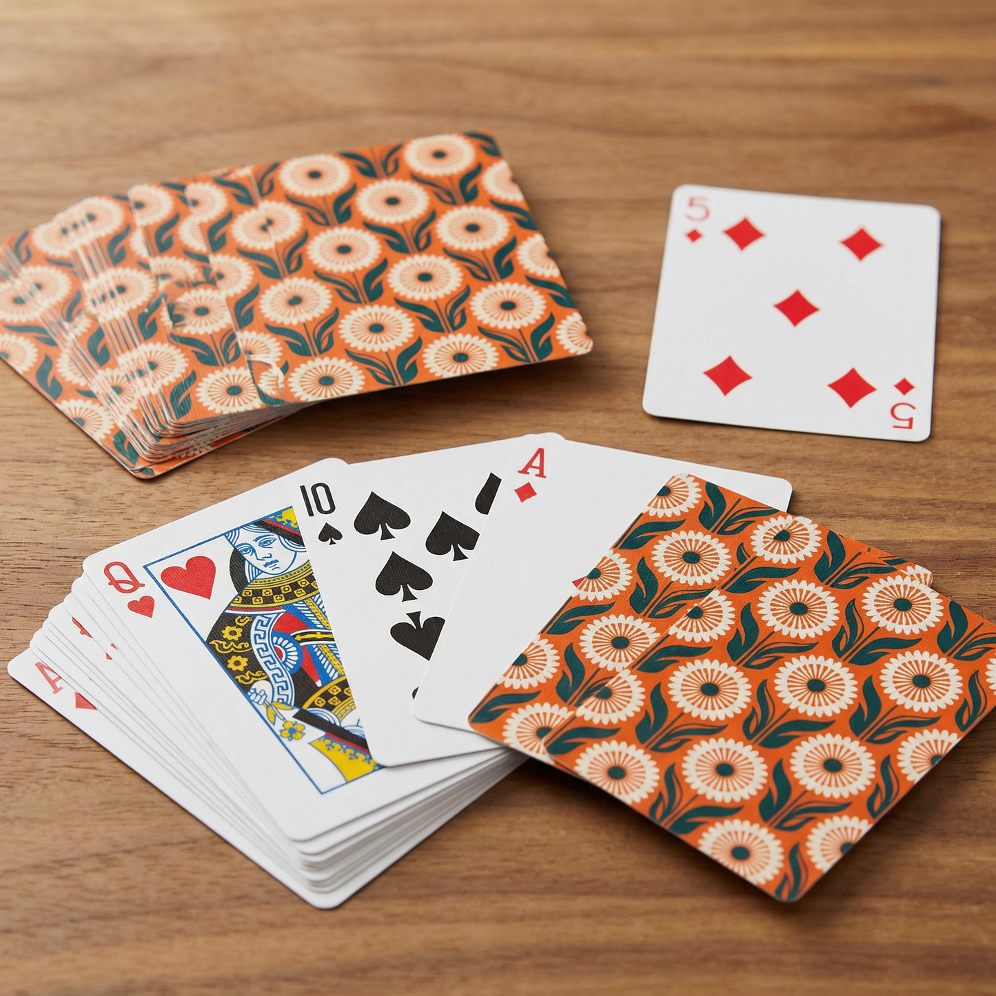 Hippie Daisies Playing Cards | Floral Pattern Deck with Acrylic Case (54 Cards)