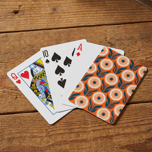 Hippie Daisies Playing Cards | Floral Pattern Deck with Acrylic Case (54 Cards)