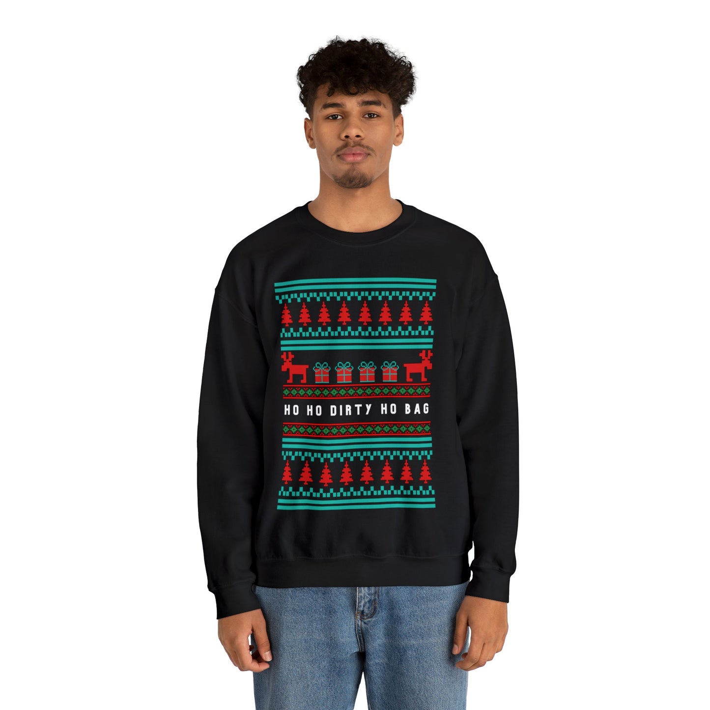 Ho Ho Dirty Ho Bag "Ugly Christmas Sweater" Unisex Heavy Blend™ Crewneck Sweatshirt (Sizes S-5X)